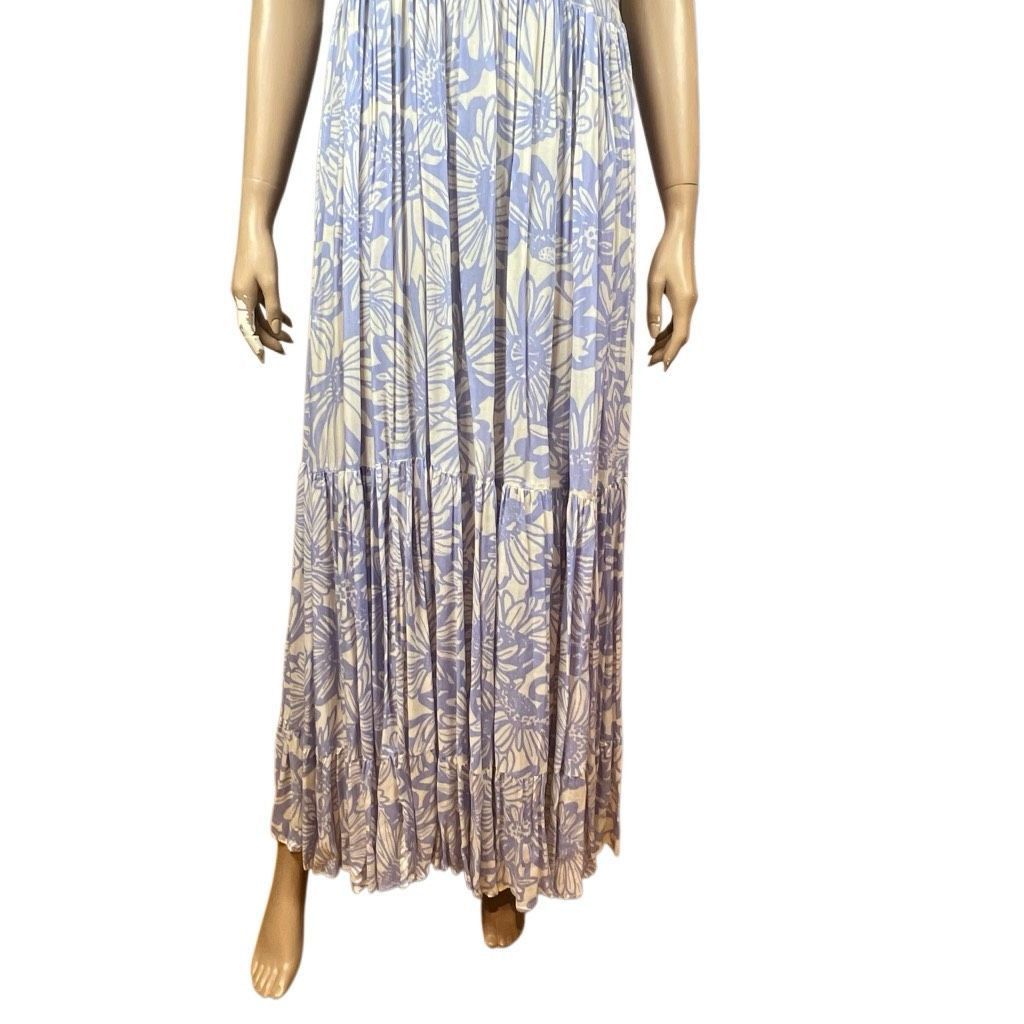 Free People Free People Blue White Floral Tiers for You Maxi Dress Croch Size XS / US 0-2 / IT 36-38 - 10 Thumbnail