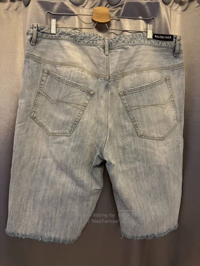 Balenciaga Balenciaga Drawstring Washed Blue Seven-Quarter Denim Shor Size US 29 - 2 Thumbnail