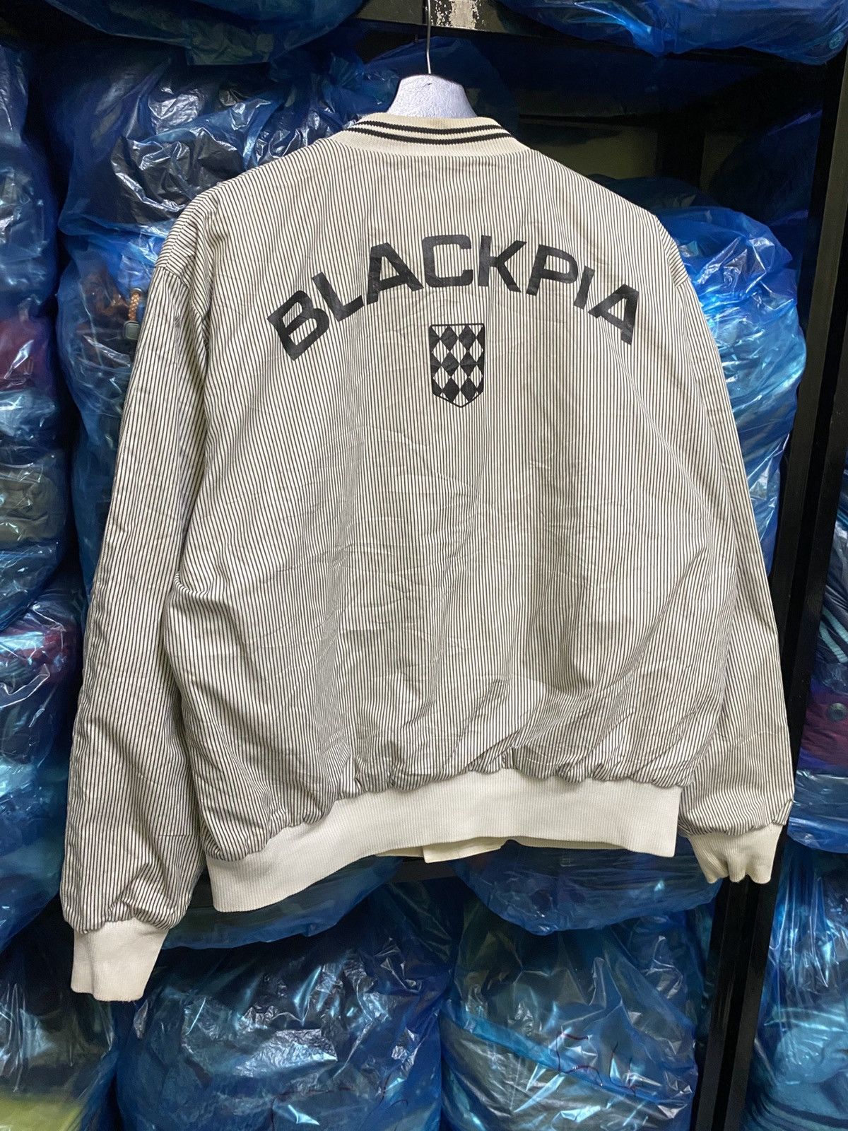 Japanese Brand Imperial RAIKA White Varsity Bomber Jacket BLACKPIA Size US L / EU 52-54 / 3 - 13 Thumbnail