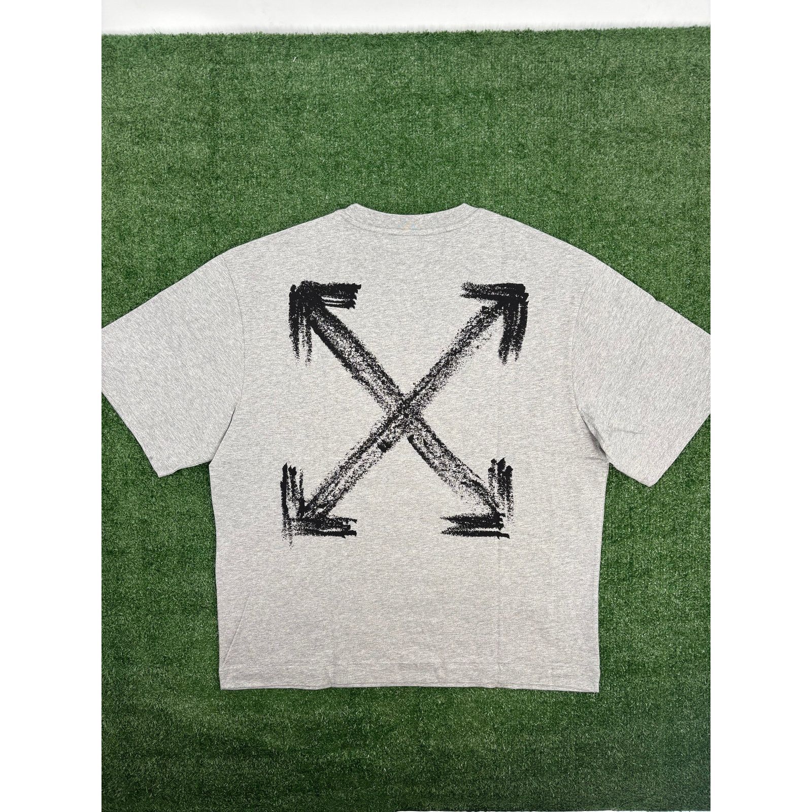 Off-White OFF-WHITE "Chalk Arrows" Heather Grey Skate T-Shirt Size XL Size US XL / EU 56 / 4 - 1 Thumbnail