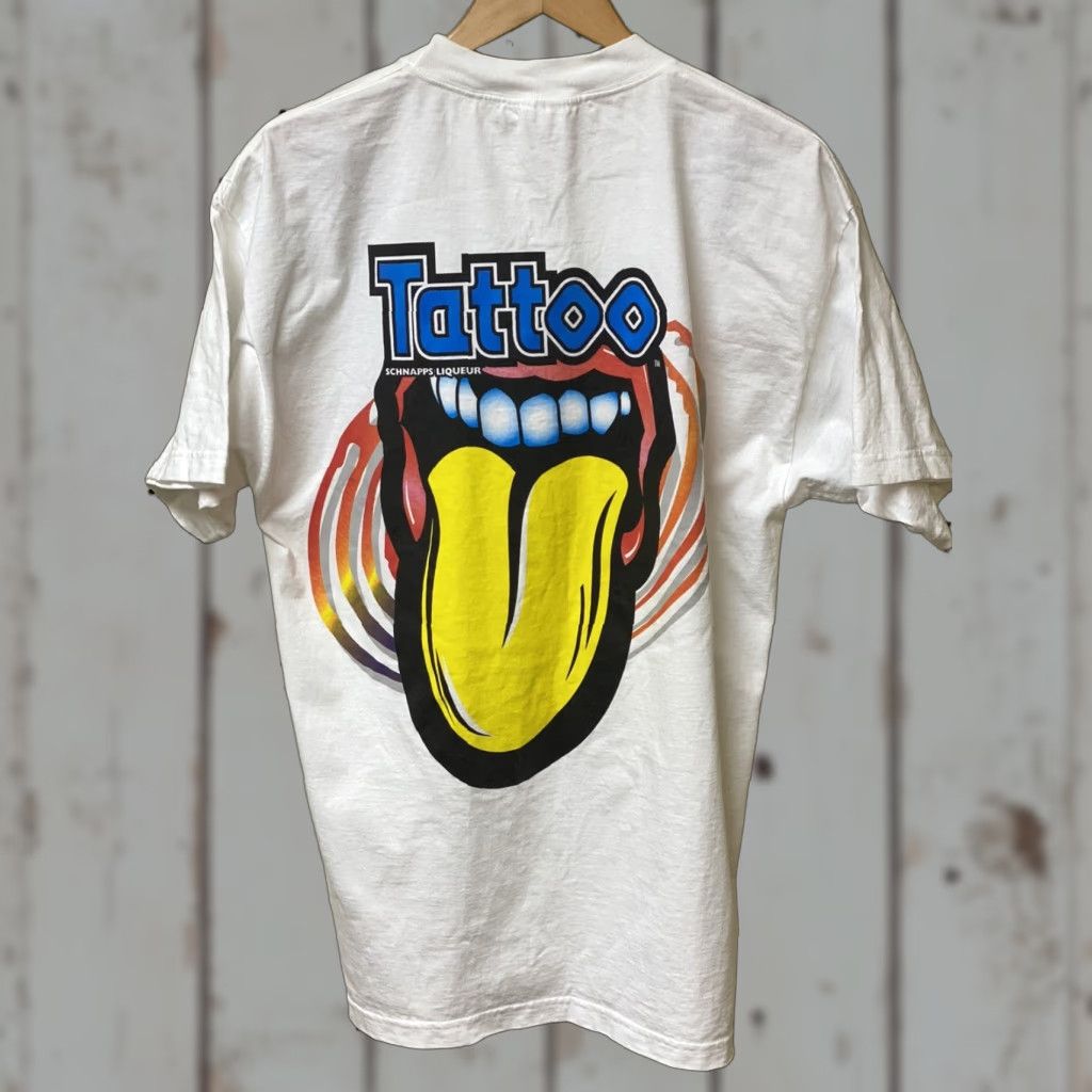 Doublet NOS VTG SCHNAPPS Liqueur Tattoo Your Tongue Double Sided Shirt White XL Men T-Shirt Cotton Short Sleeve Vintage Alstyle Hip Hop Liquor Promo 80s 90s Size US XL / EU 56 / 4 - 1 Thumbnail