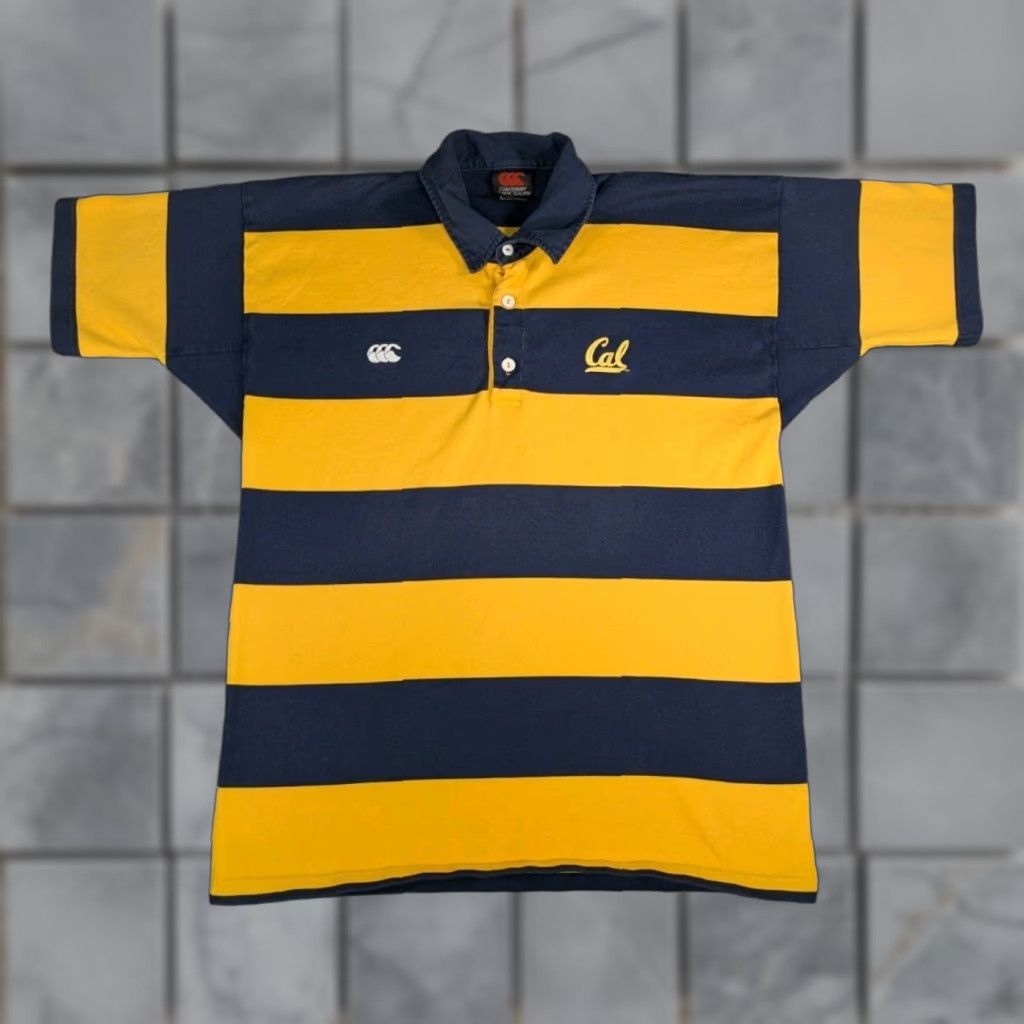 Barbarian VINTAGE Barbarian Rugby Cal Berkeley Polo Shirt Mens L Blue And Yellow 100% Cotton Knit Striped Cal Berkeley Heavy Size Large Size US L / EU 52-54 / 3 - 1 Thumbnail