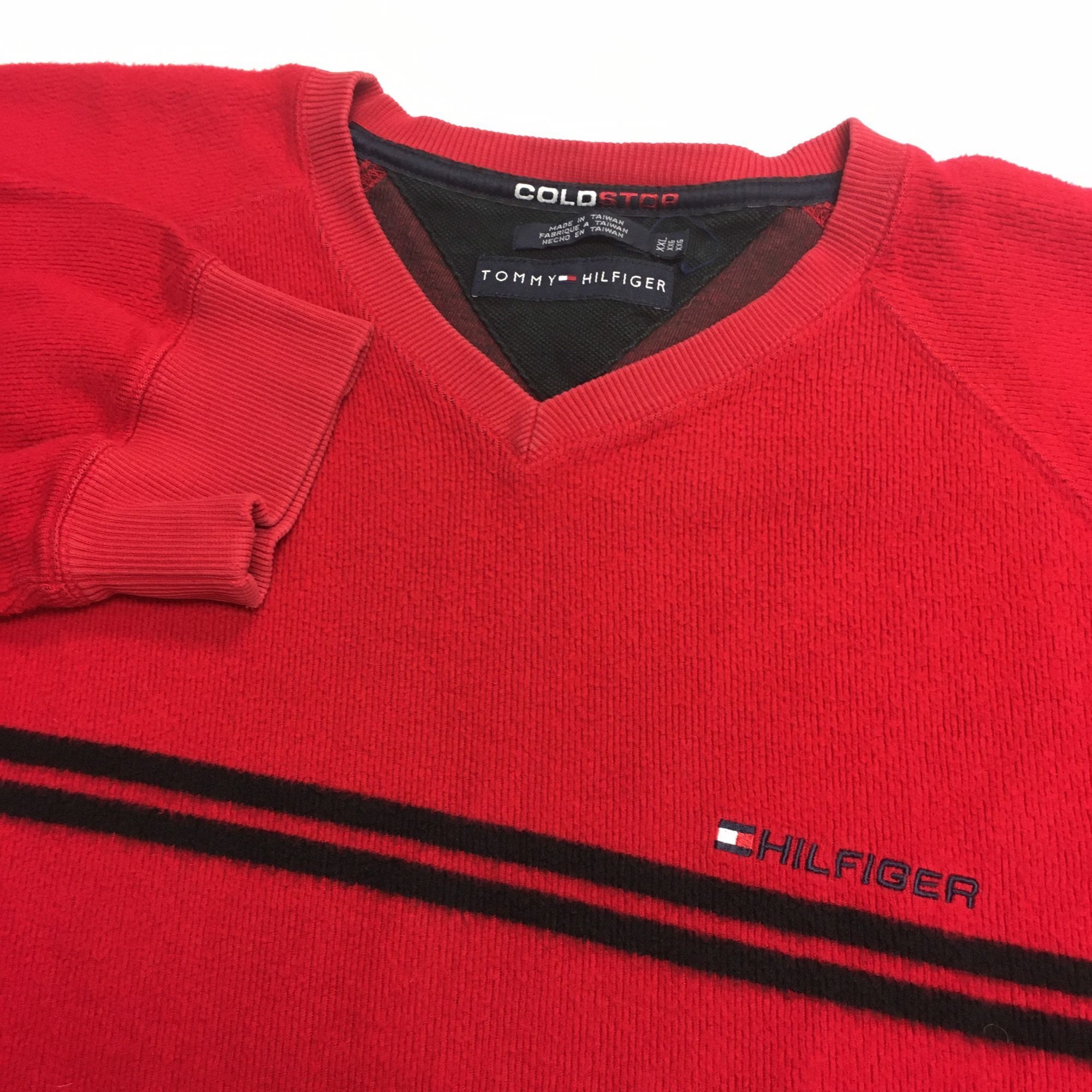 Vtg Tommy Hilfiger Ribbed Pullover V-Neck Streetwear Sweater