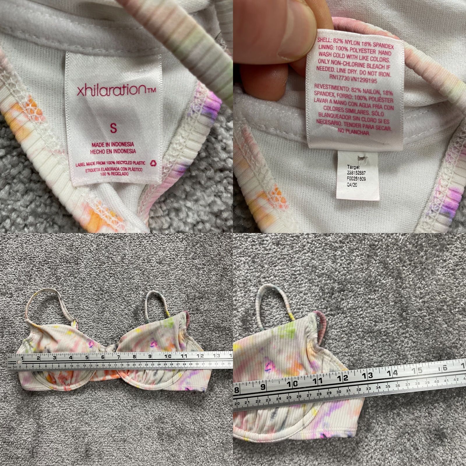 Vintage Xhilaration Women's Small Multi Tie Dye Underwired Push Up Bikini Top Beach Swimwear Size S / US 4 / IT 40 - 8 Thumbnail