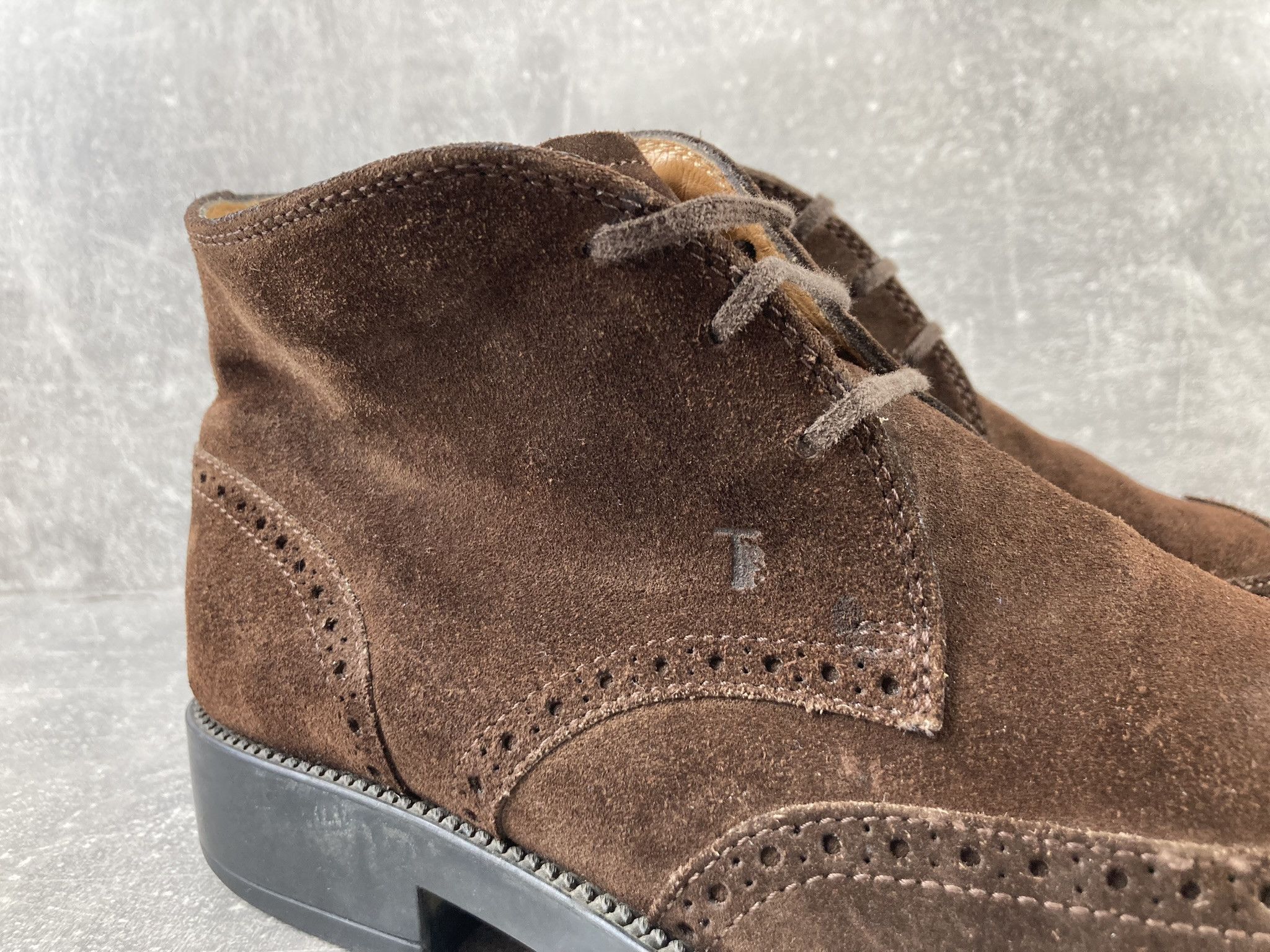 Tod's Vintage Tods brown suede brogue derby western boots Size US 7.5 / EU 40-41 - 3 Thumbnail