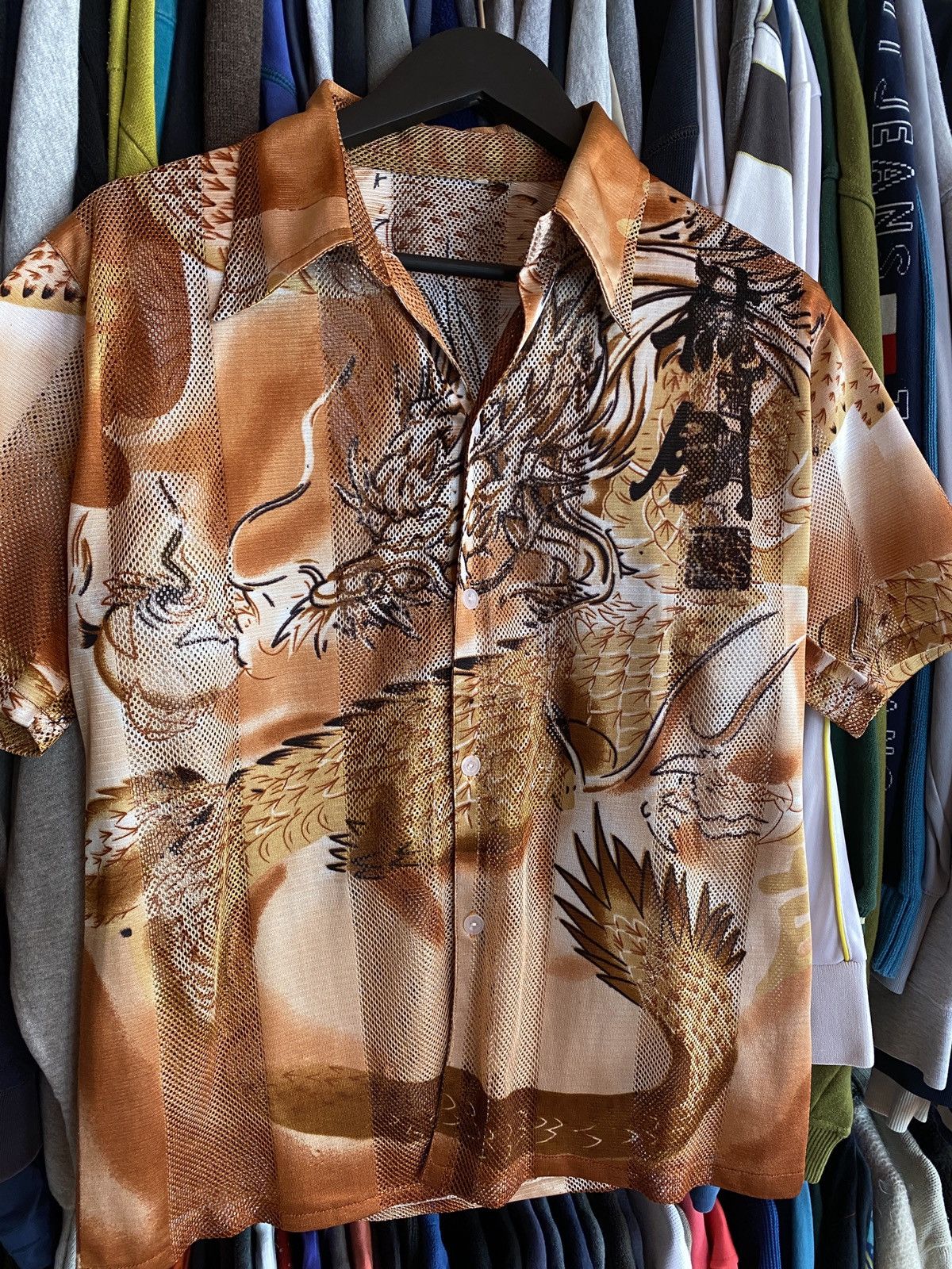 Japanese Brand VINTAGE JAPANESE DRAGON MESH BUTTON UP SHIRT Y2k Size US M / EU 48-50 / 2 - 2 Thumbnail