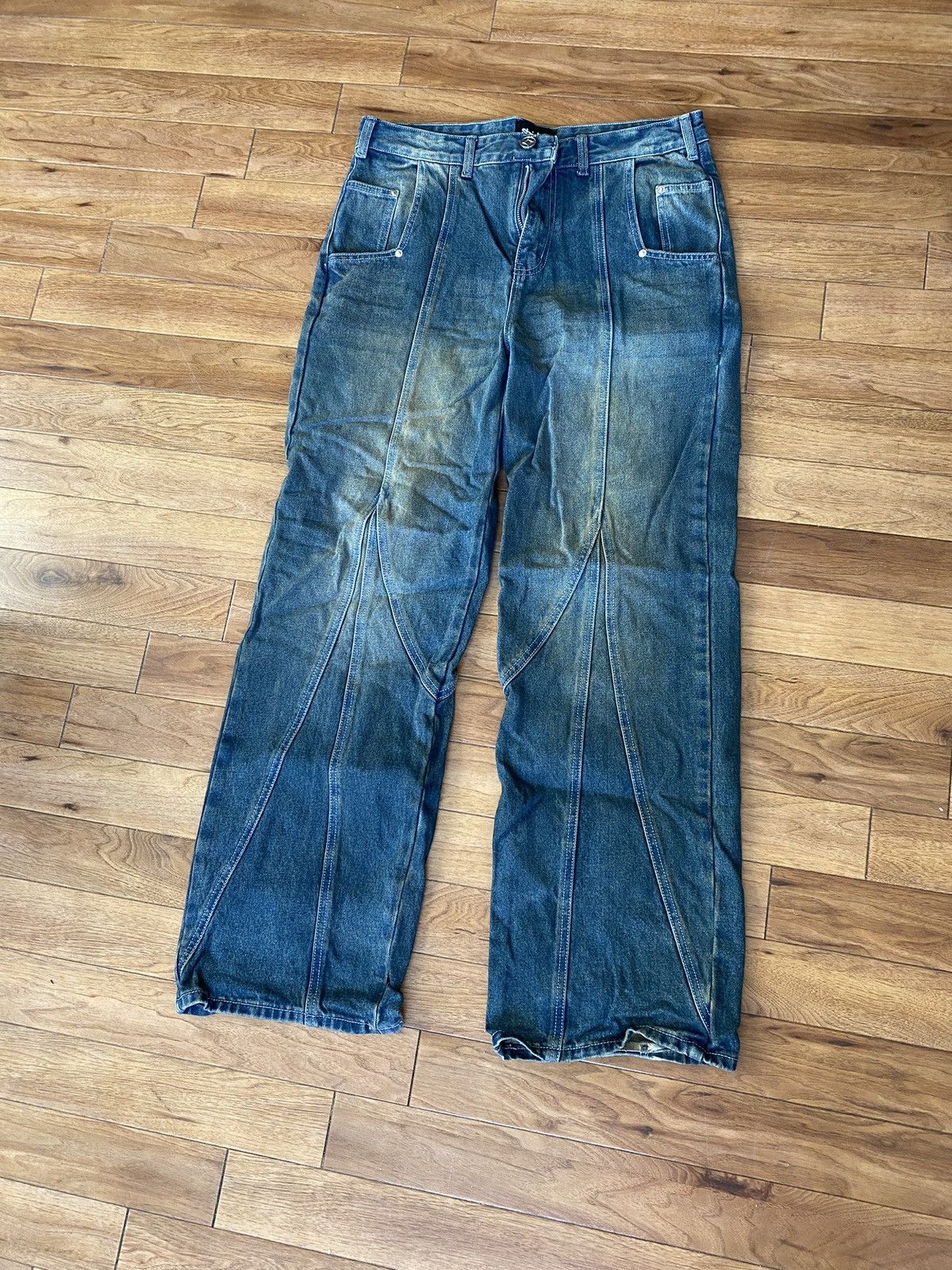 Designer × Vintage Strides 3 Stitch Baggy Jeans Size US 34 / EU 50 - 1 Thumbnail