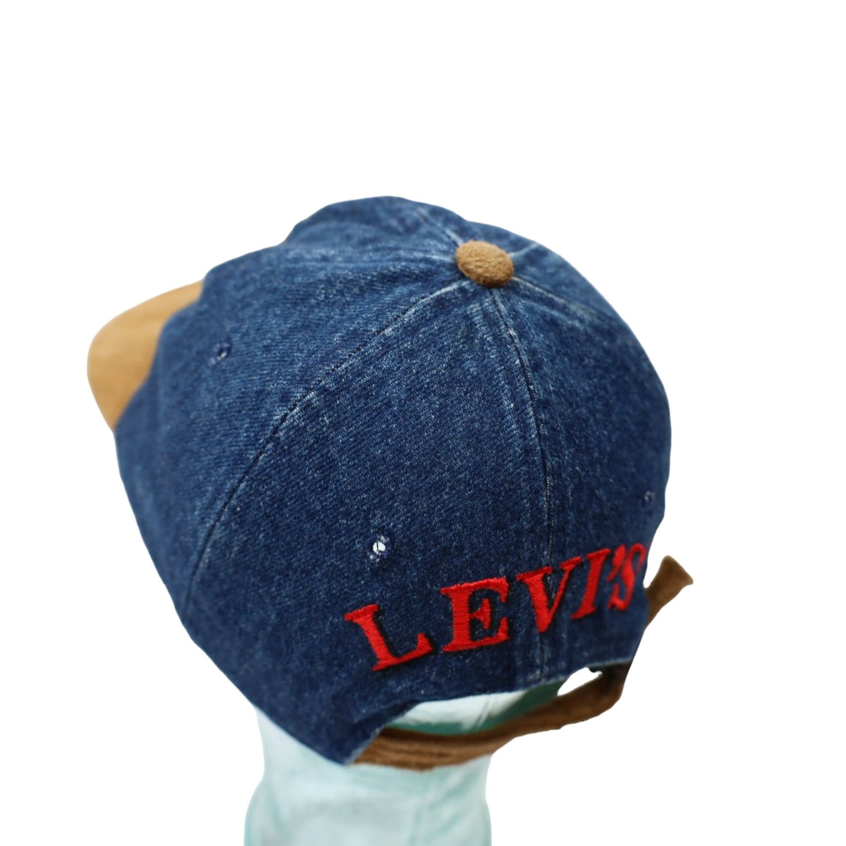 Denime VINTAGE Levis Denim Spellout Strap Back Hat Blue Baseball Cap OS Men Adjustable Size ONE SIZE - 3 Thumbnail