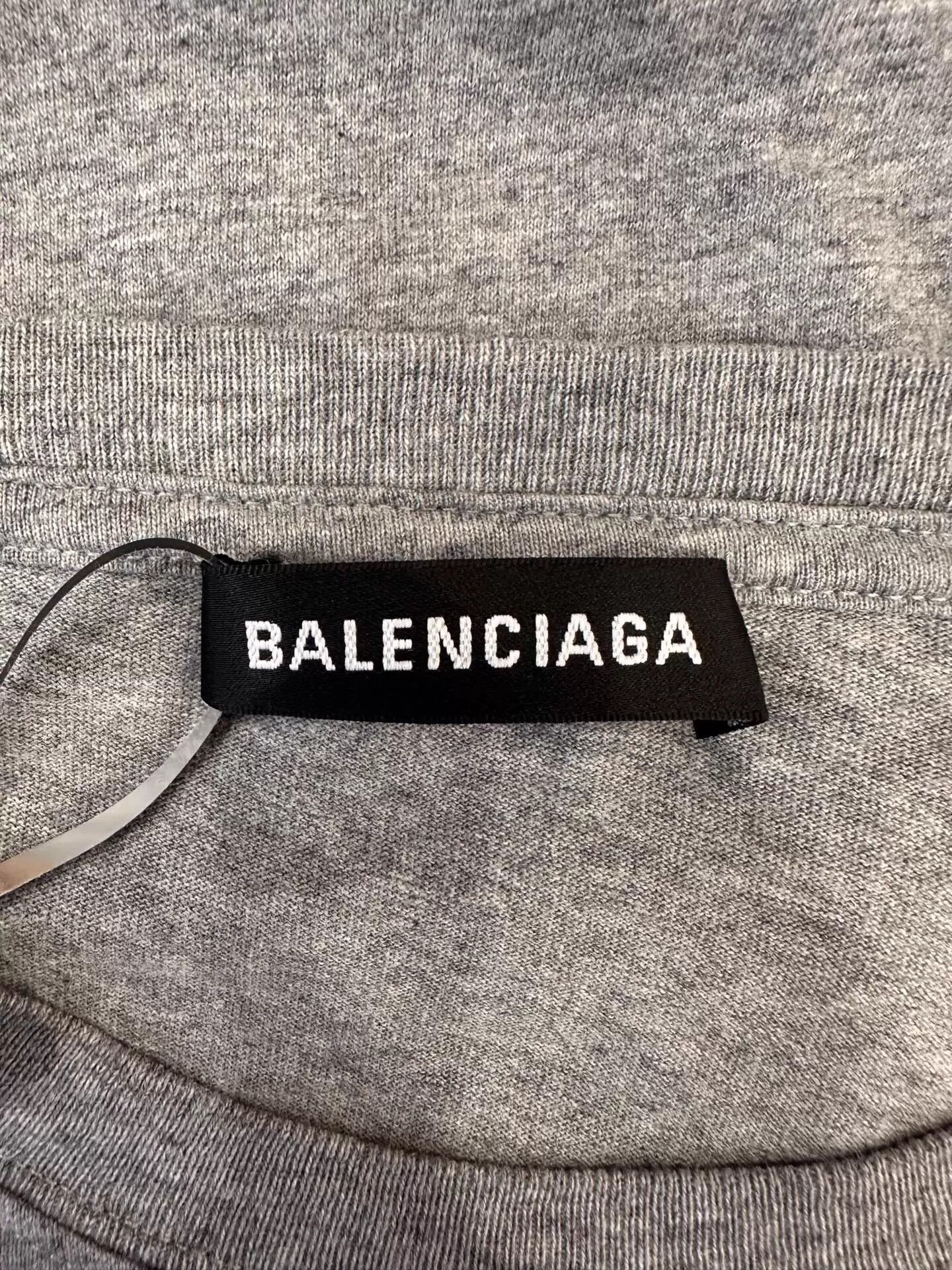 Balenciaga Balenciaga men's gray short sleeve tee black logo print L Size US L / EU 52-54 / 3 - 5 Thumbnail