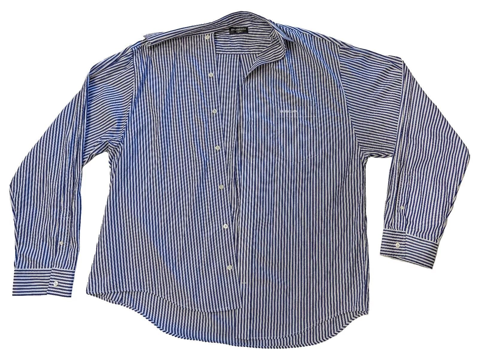 Balenciaga Balenciaga Blue Asymmetrical Twisted Poplin Boyfriend Shirt Size XS / US 0-2 / IT 36-38 - 2 Thumbnail