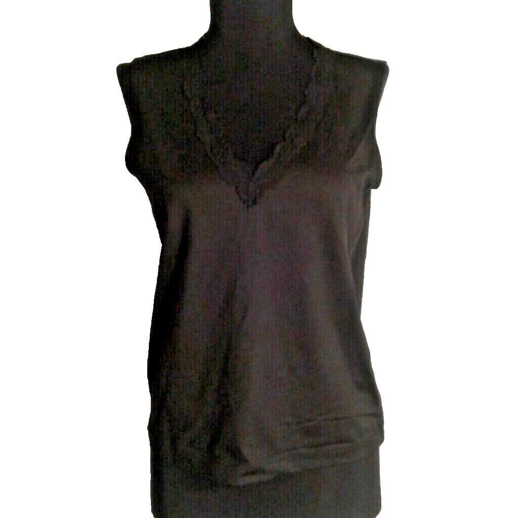 Chicos Chicos Size 1 M 8 Tank Top Black Sleeveless Lace Trimmed V N Size M / US 6-8 / IT 42-44 - 1 Thumbnail