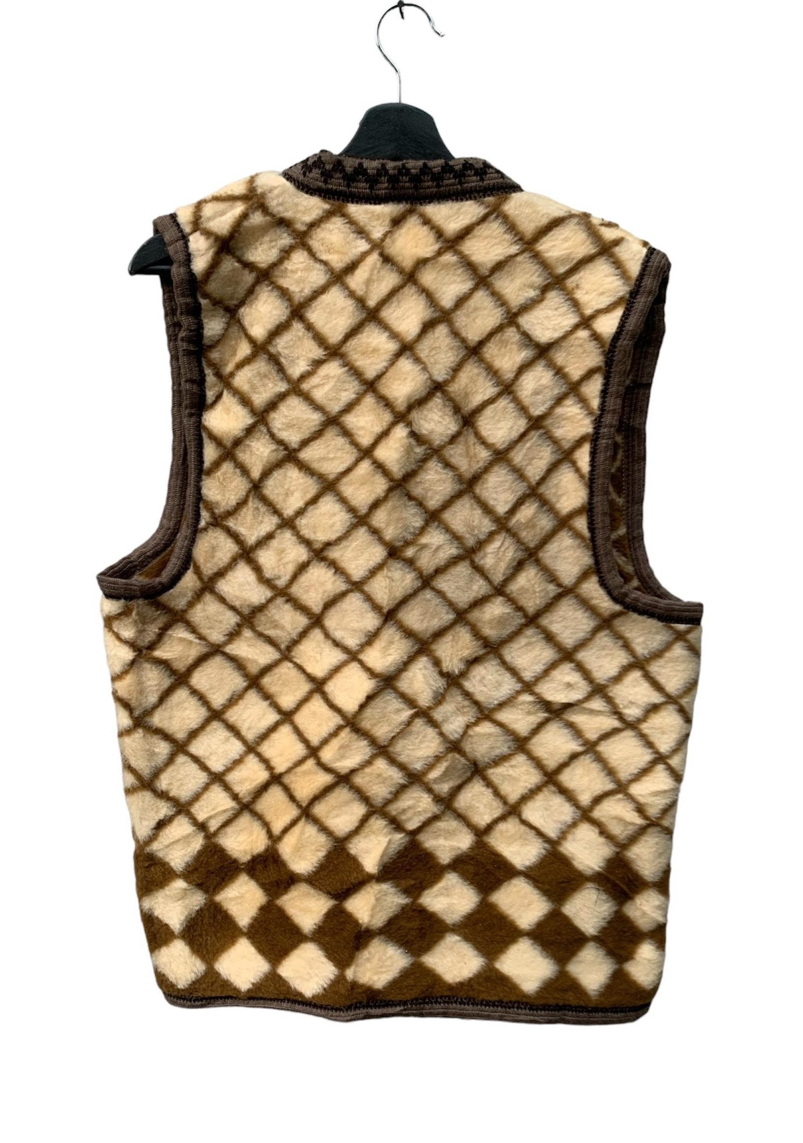 Designer × Japanese Brand Vintage Traditional Patchwork Sherpa Fur Vest Size 40R - 2 Thumbnail