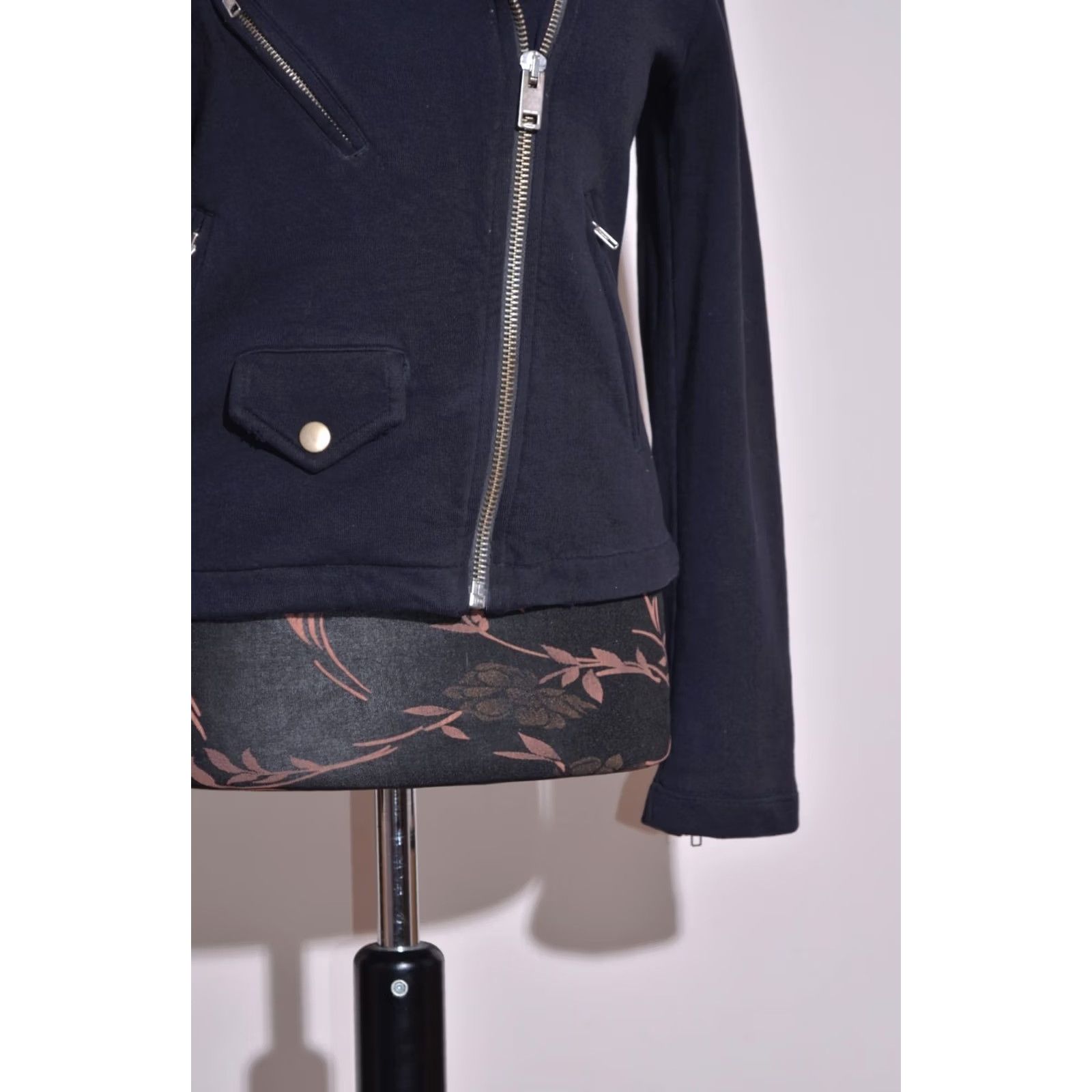 Diesel DIESEL Women's Black Jersey Knit Cotton Zipper Front Biker Jacket M Size M / US 6-8 / IT 42-44 - 5 Thumbnail