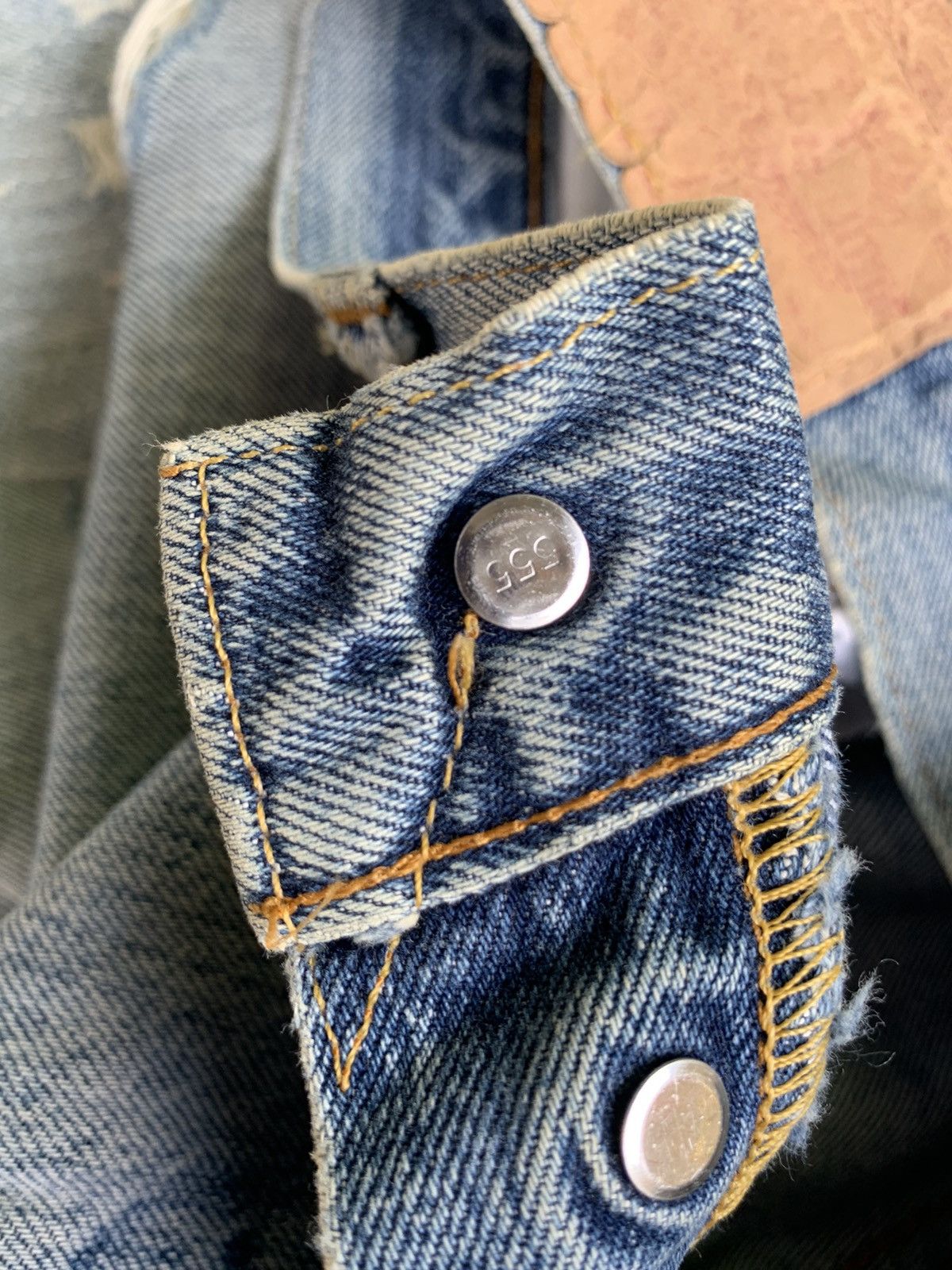 Levi's × Vintage Vintage Levis 501XX 555 Big E Selvedge Distressed Denim Size US 30 / EU 46 - 12 Thumbnail