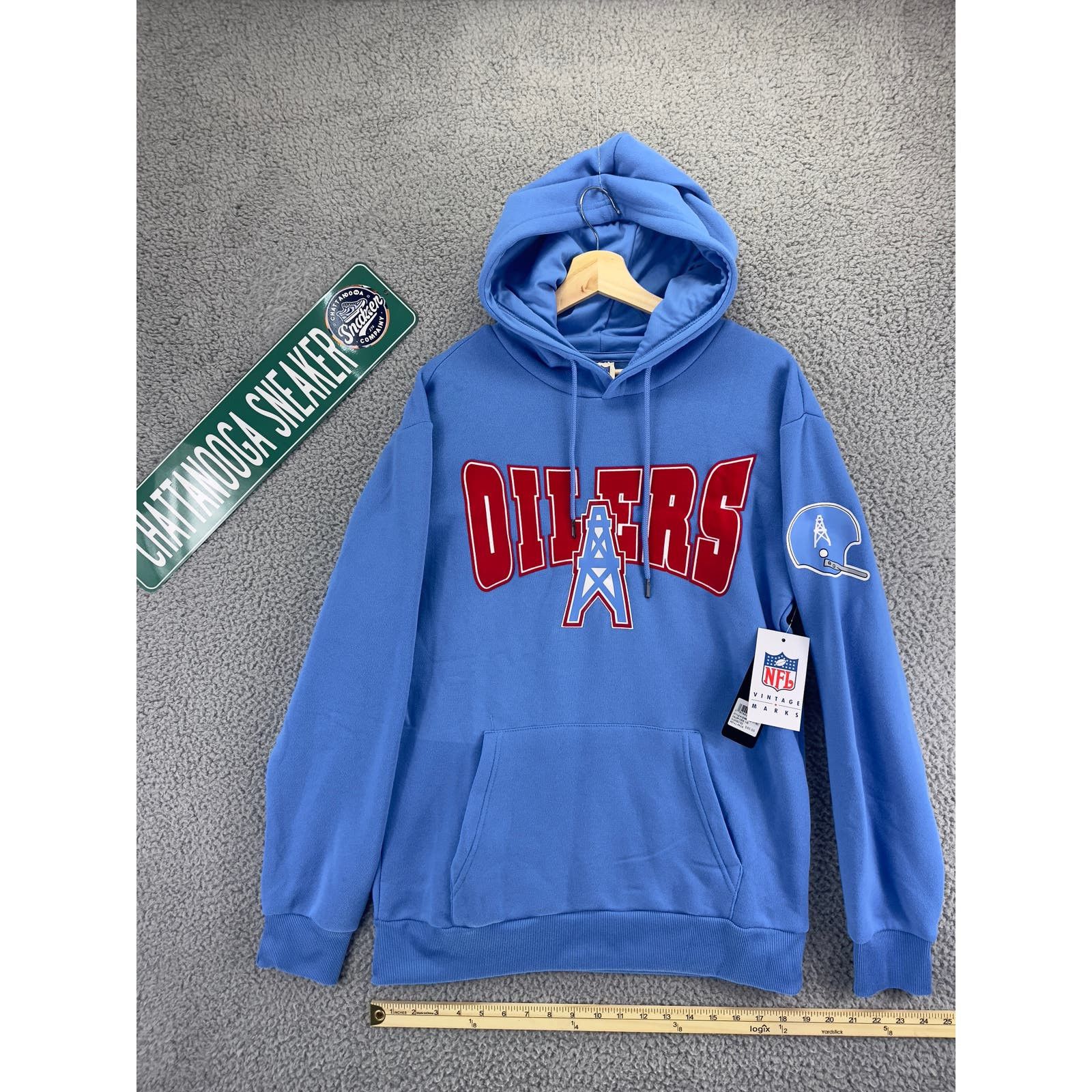 NFL Vintage Oilers Hoodie Mens Small Blue Red Houston Titans