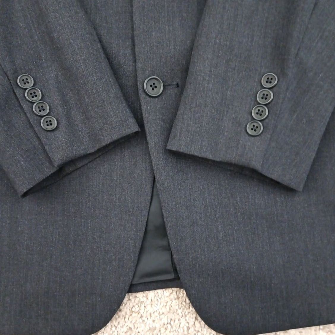 Calvin Klein Calvin Klein Blazer Mens 38 Gray Wool Solid 3-Button Notch Lapel Ventless Single-Breasted 2 Piece Regular Mens Size 38R - 4 Thumbnail