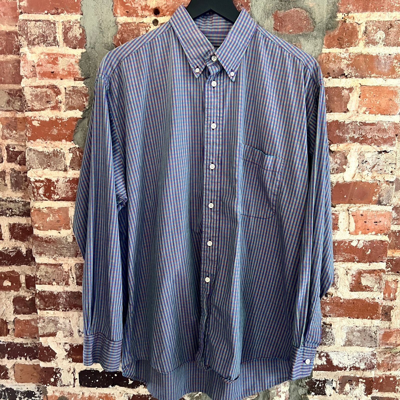 Gitman Bros. Gitman Bros Green Purple LS Button Down Shirt L 24.5x32 Size US L / EU 52-54 / 3 - 2 Thumbnail