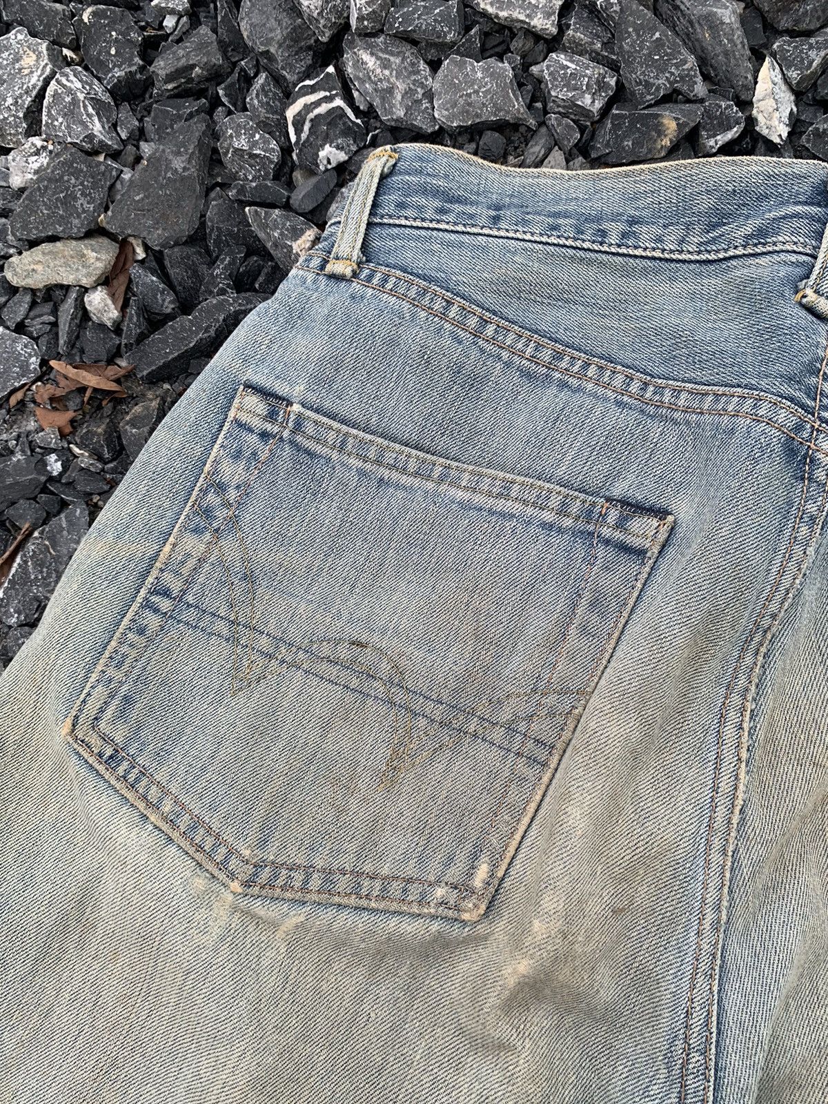 Kapital VINTAGE EDWIN 505 SELVEDGE FADED RUSTY DISTRESSED DENIM Size US 31 - 20 Thumbnail