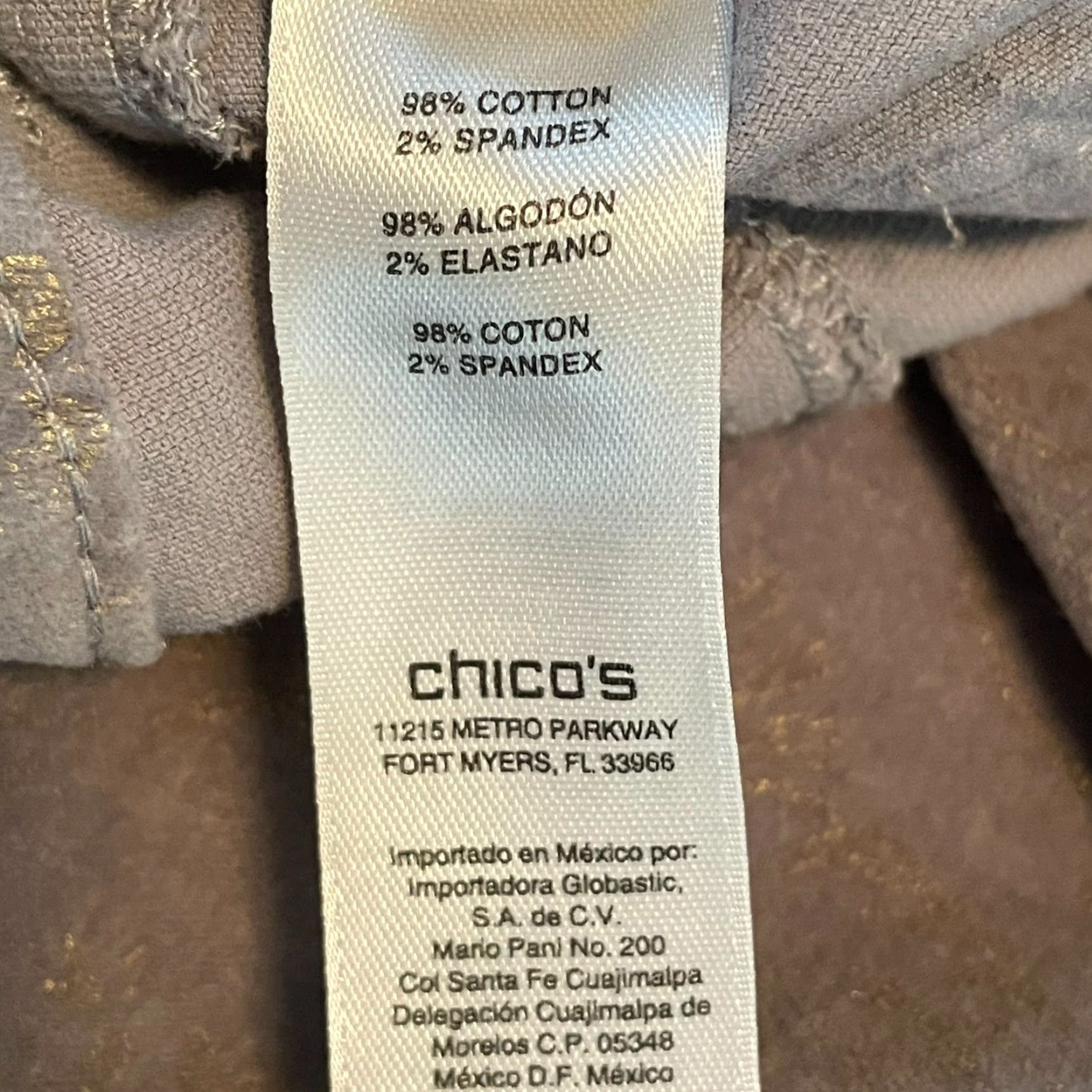 Vintage Chico's Pants L Gray Velvet Gold Damask Straight Leg Modern City Holiday Womens Size 36" / US 14 / IT 50 - 7 Thumbnail