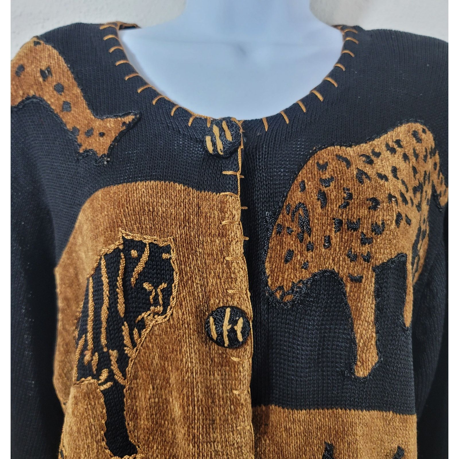 Other VTG Lisa International Black Gold Safari Animal Sweater M Size M / US 6-8 / IT 42-44 - 2 Thumbnail