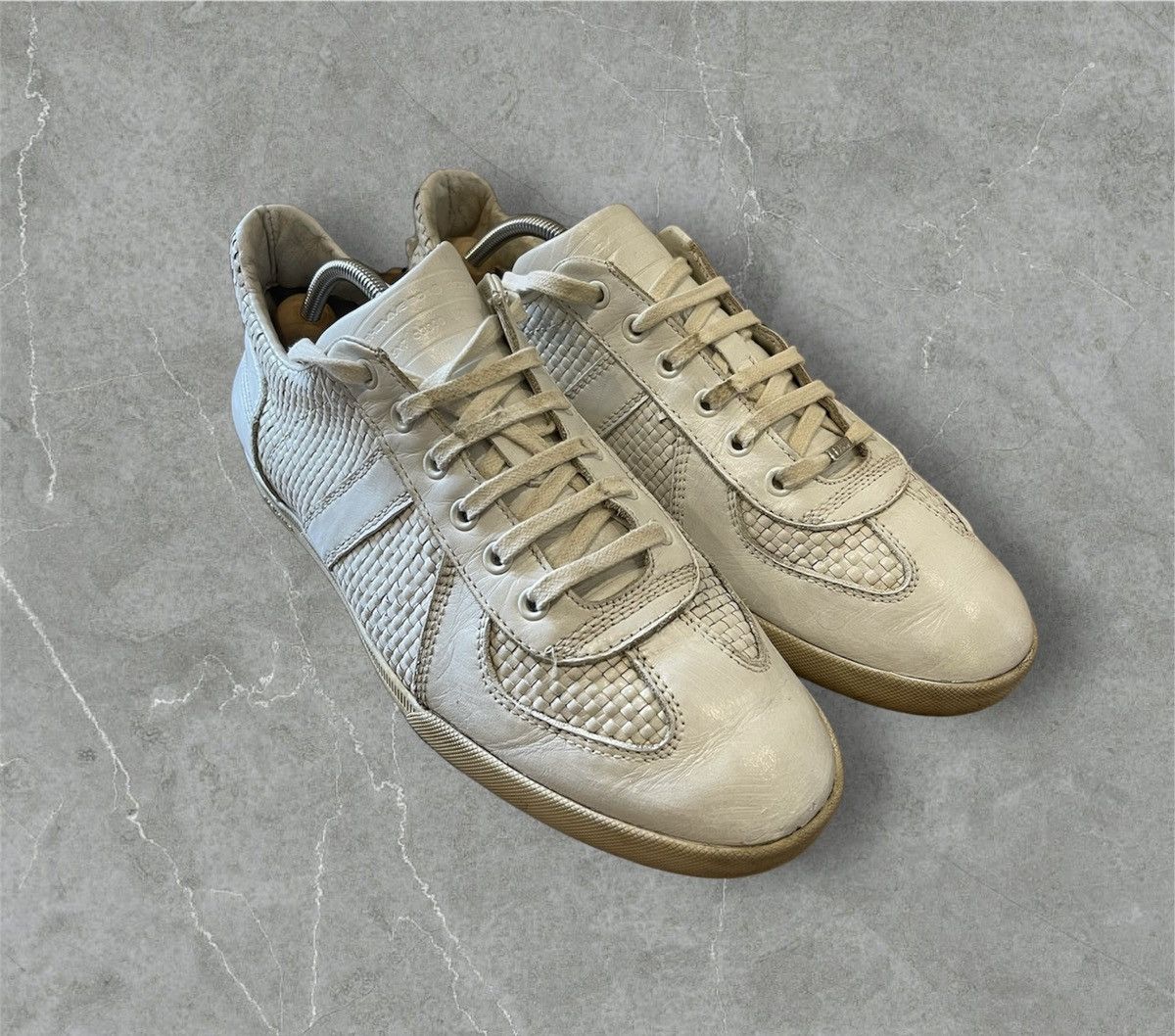 image of 07 Dior Homme Eu41/us8 B01 Gat German Trainer Woven Leather Shoes in White, Men's