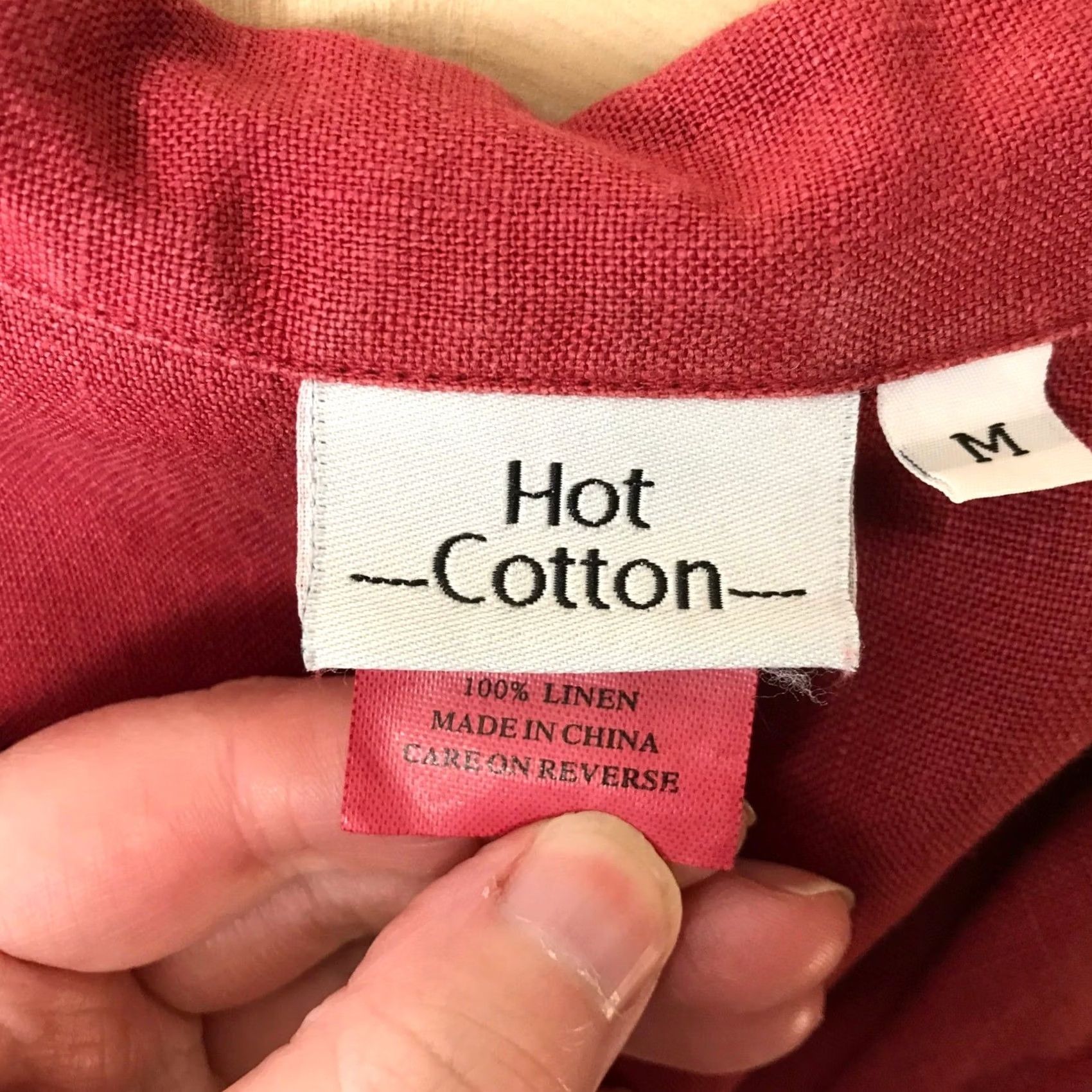 Vintage HOT COTTON Tunic Top 3/4 Sleeve Red Linen Womens M Size M / US 6-8 / IT 42-44 - 7 Thumbnail