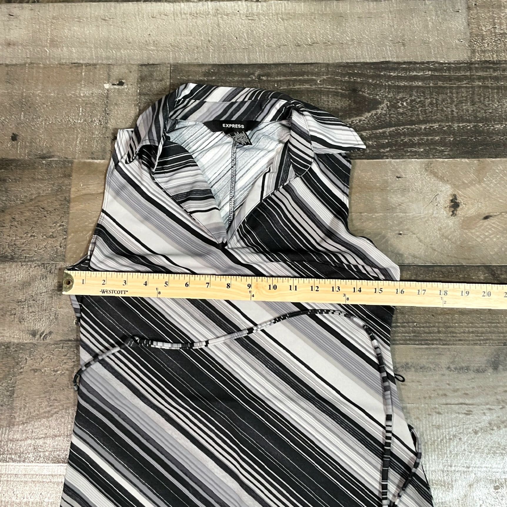 Express Express Dress Shirt Womens 3/4 Black Striped Collared Sleeveless Belted Mini Shift XS-4 Regular Mens? Size S / US 4 / IT 40 - 4 Thumbnail