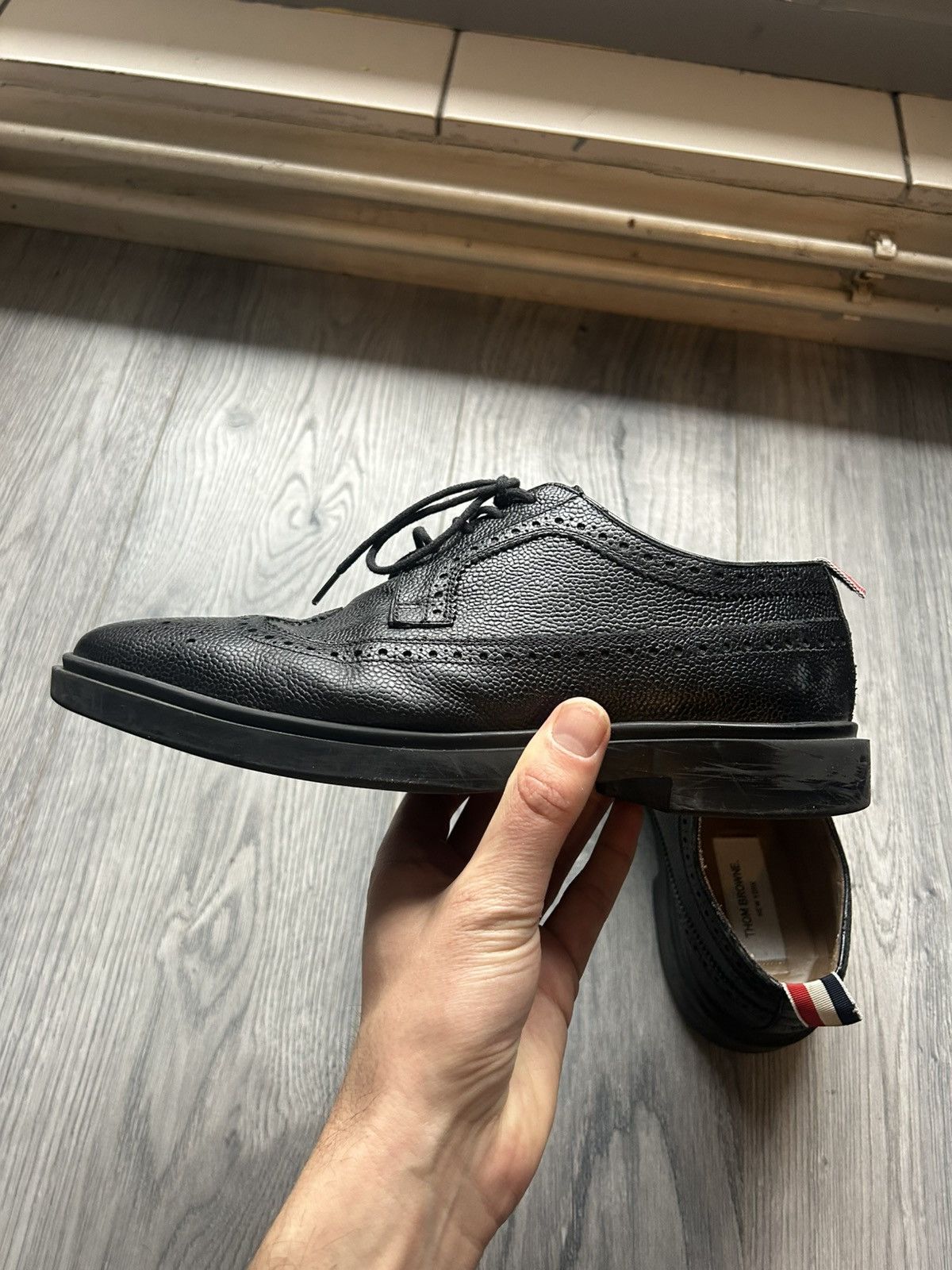 Thom Browne Black Wingtip Brogue Derby Shoes Size US 6.5 / EU 39-40 - 8 Thumbnail