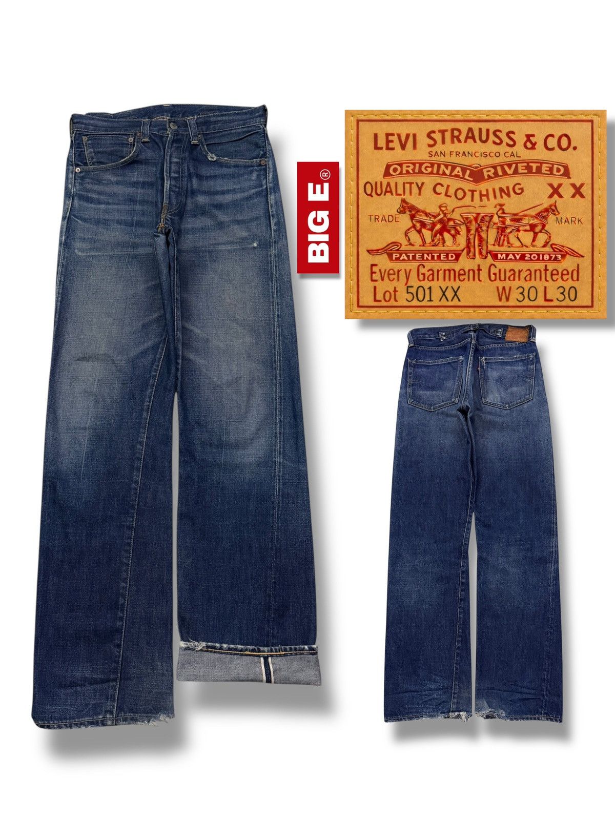 Levi's Vintage Clothing Vintage 00s Levi’s 501-XX Big E Buckle Back Selvedge Japan Size US 30 / EU 46 - 1 Thumbnail
