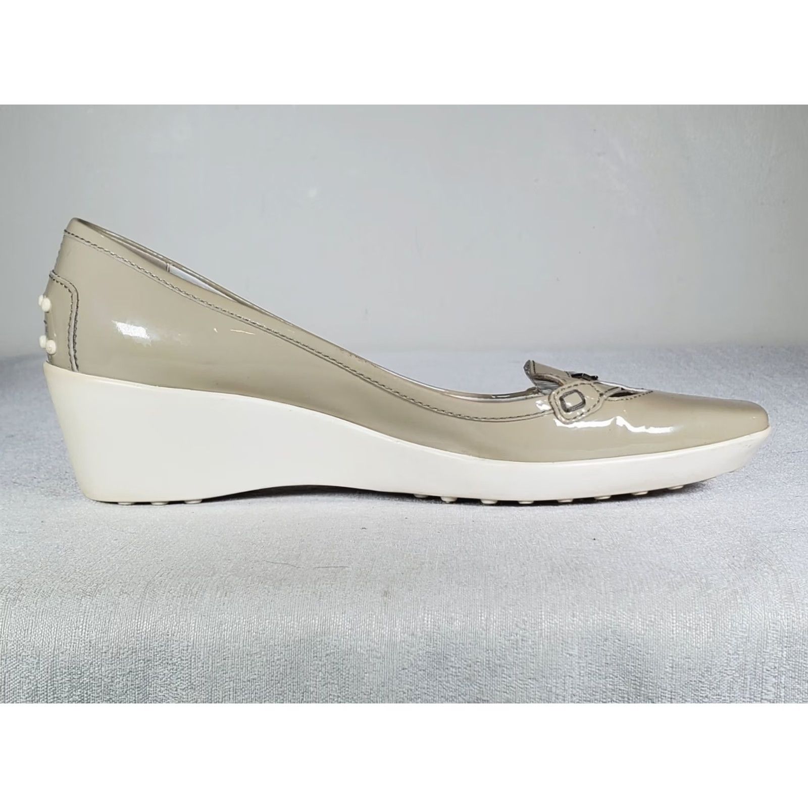 Vintage TOD's Gray Patent Leather Wedges Slip On Pumps Women's US 10 Shoes" Size US 10 / IT 40 - 4 Thumbnail
