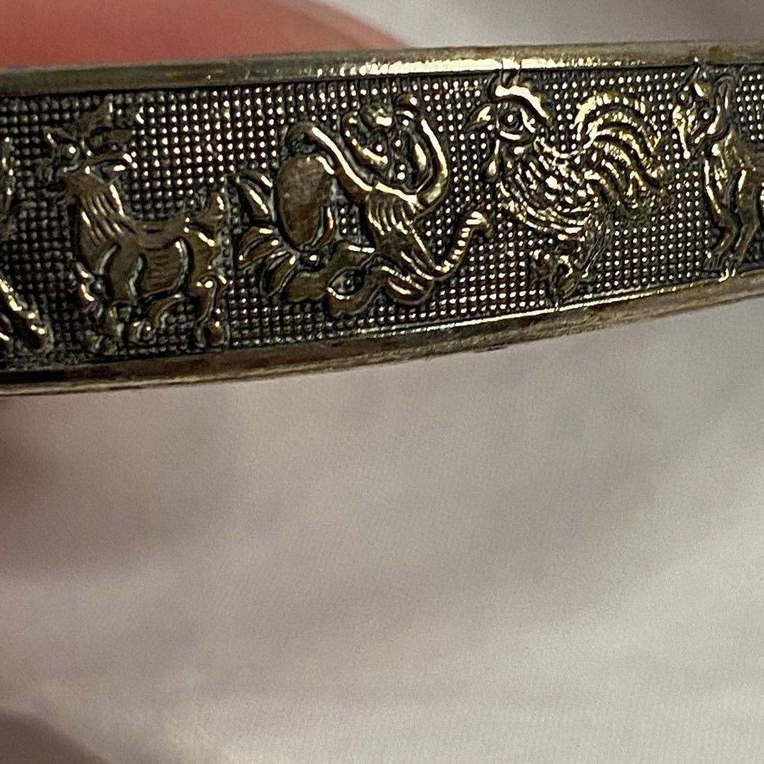 Other Vintage Sterling Silver 925 Chinese Zodiac Bangle Bracelet Size ONE SIZE - 5 Thumbnail