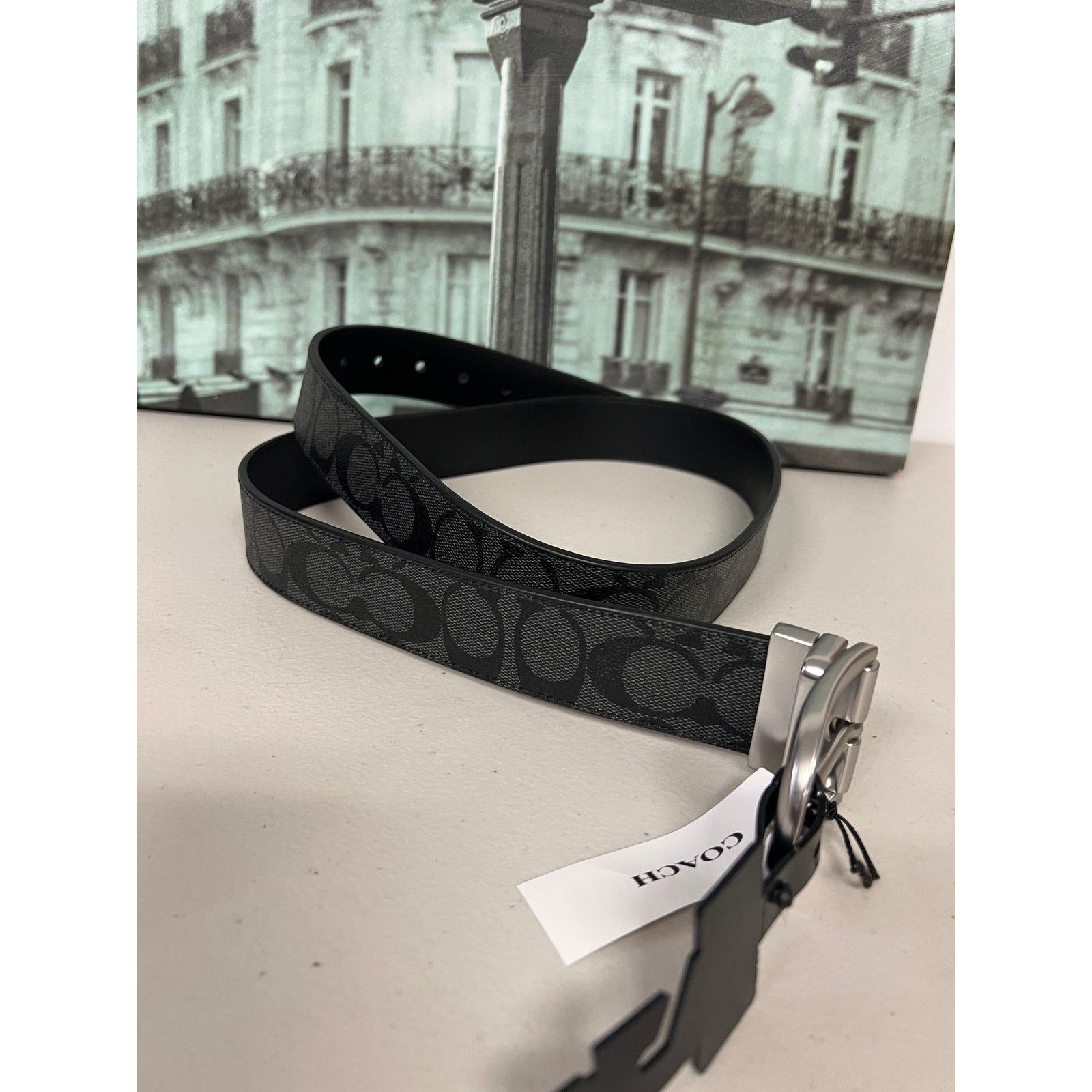 Coach Coach CF276 Classic Buckle Cut To Size Belt 38Mm in Graphite Size ONE SIZE - 4 Thumbnail