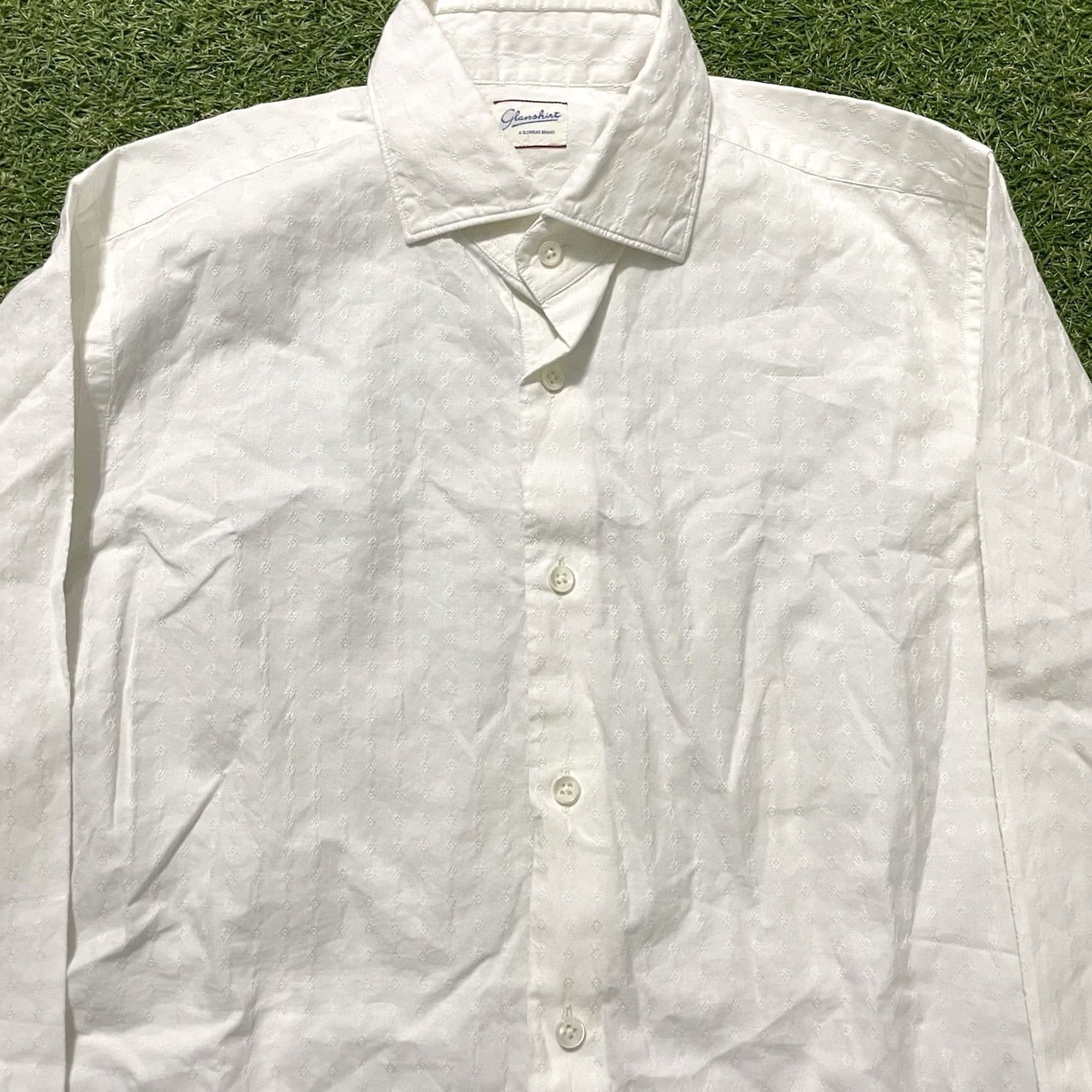 Glanshirt Slowear Shirt Mens Size 15.5 White Cotton Chambray 39cm, Men's — image 5 of 6