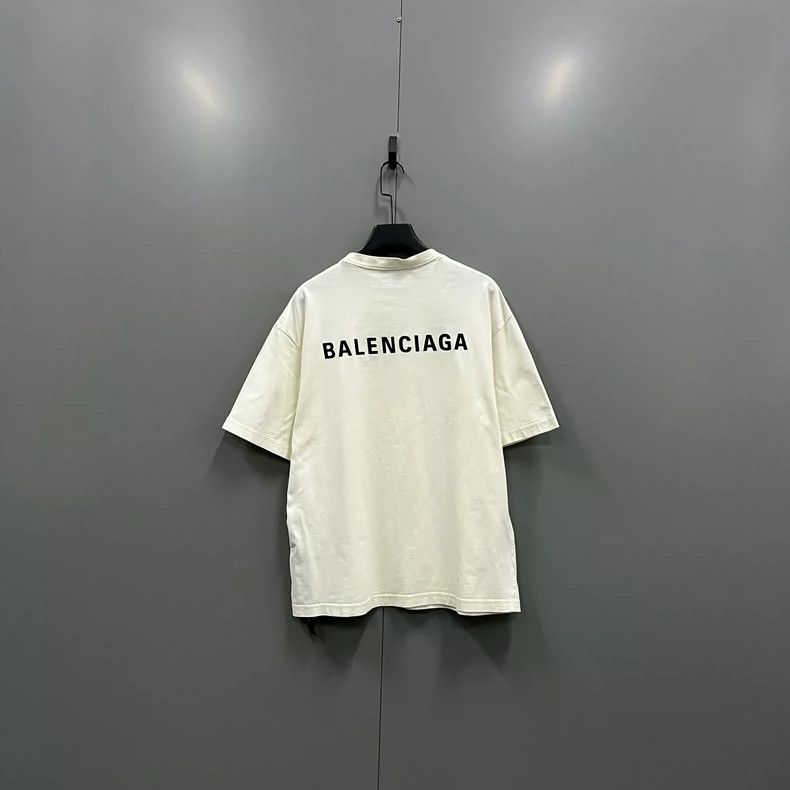 Balenciaga Balenciaga Beige Large Logo Embroidery Short Sleeve Size US M / EU 48-50 / 2 - 2 Thumbnail