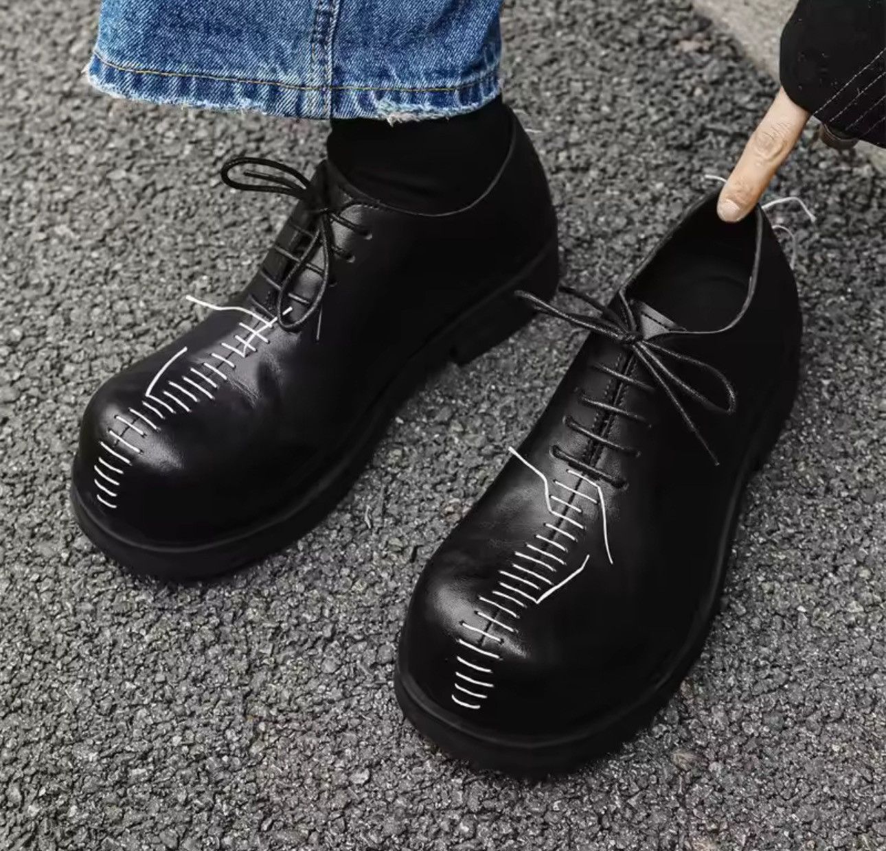 Other Real Genuine Leather Punk Gothic Derby Casual Shoes Boots Size US 11 / EU 44 - 7 Thumbnail