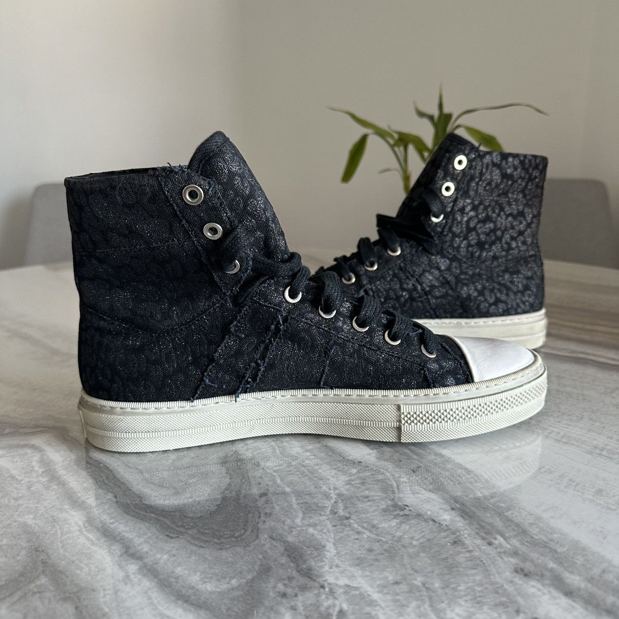 Amiri Amiri Sunset Glitter Leopard Black High Top Canvas Sneakers Size US 8 / EU 41 - 5 Thumbnail
