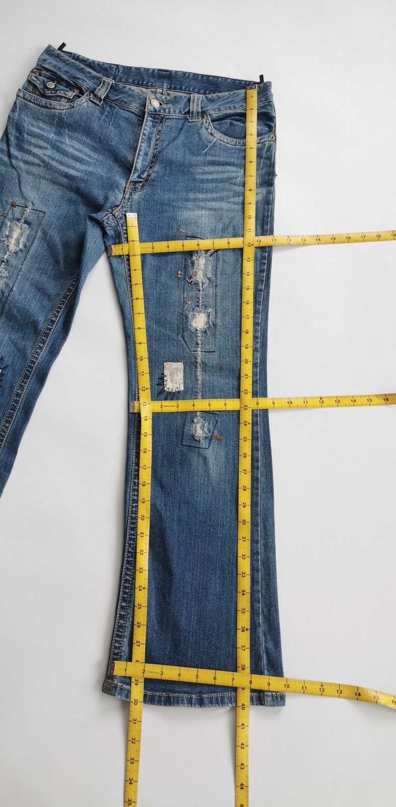 Japanese Brand Bootcut Playchess Japan Reworked Distressed Jeans Size US 33 - 10 Thumbnail