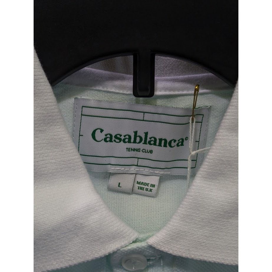 Casablanca o1rshd1 Embroidered Cotton Polo Shirt in Mint Size US L / EU 52-54 / 3 - 4 Thumbnail