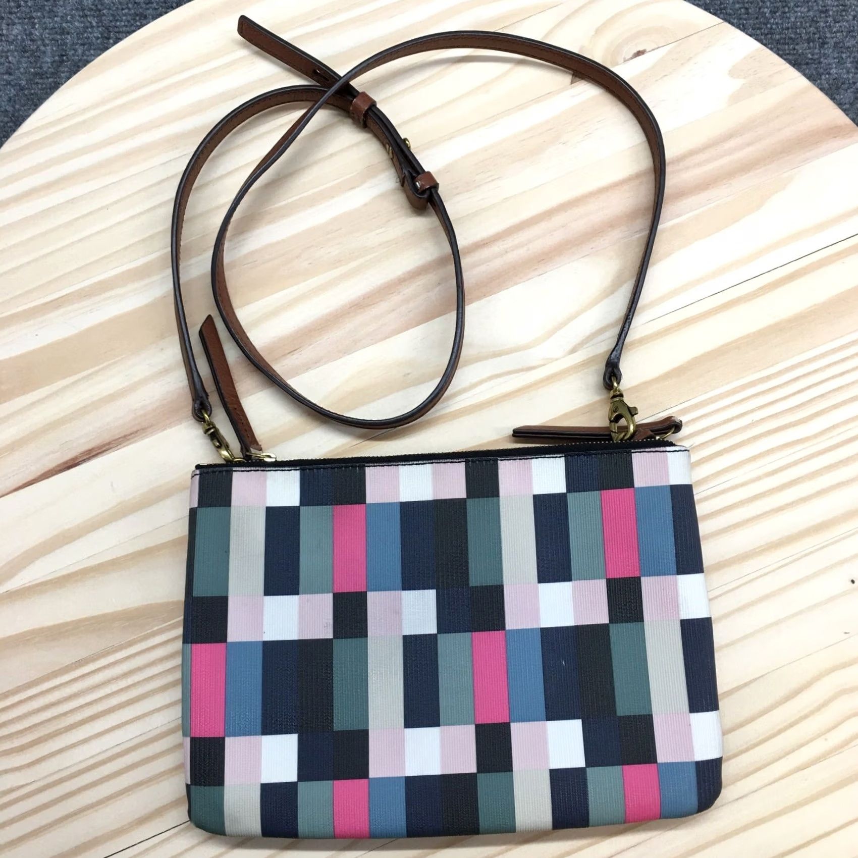 Fossil Fossil Devon Crossbody Bag Multicolor Colorblock Dual Zip Compartment Small Women's Crossbody Bag Size ONE SIZE - 5 Thumbnail