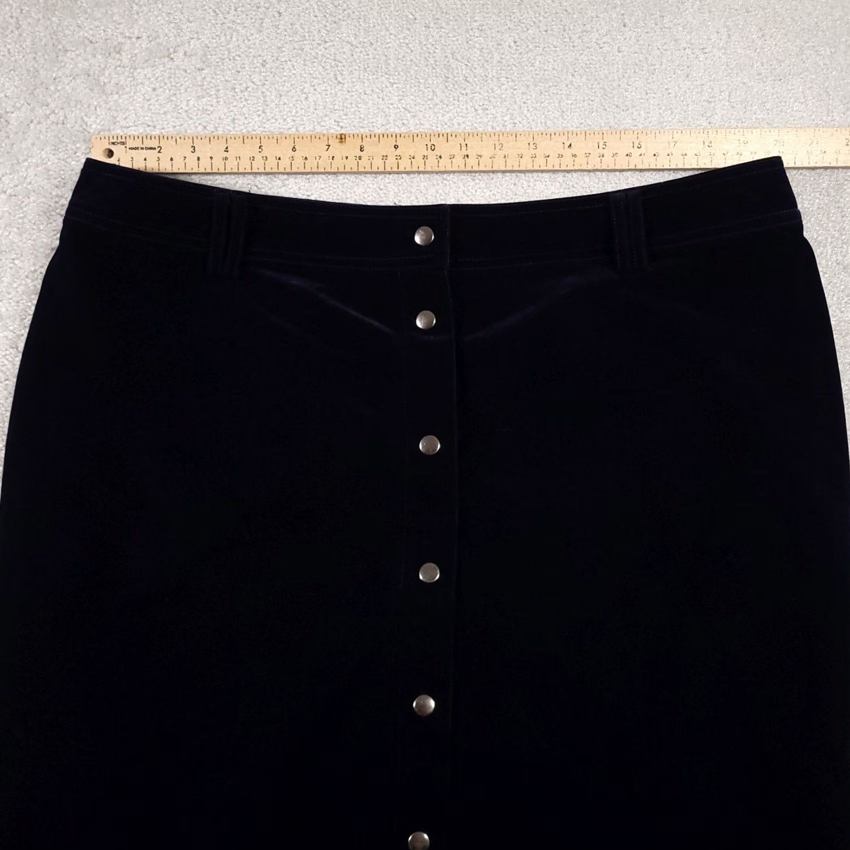 Vintage CJ Banks A-Line Skirt Women's 1X Blue Velour Midi Snap Close Business Size 40" / US 18 - 7 Thumbnail