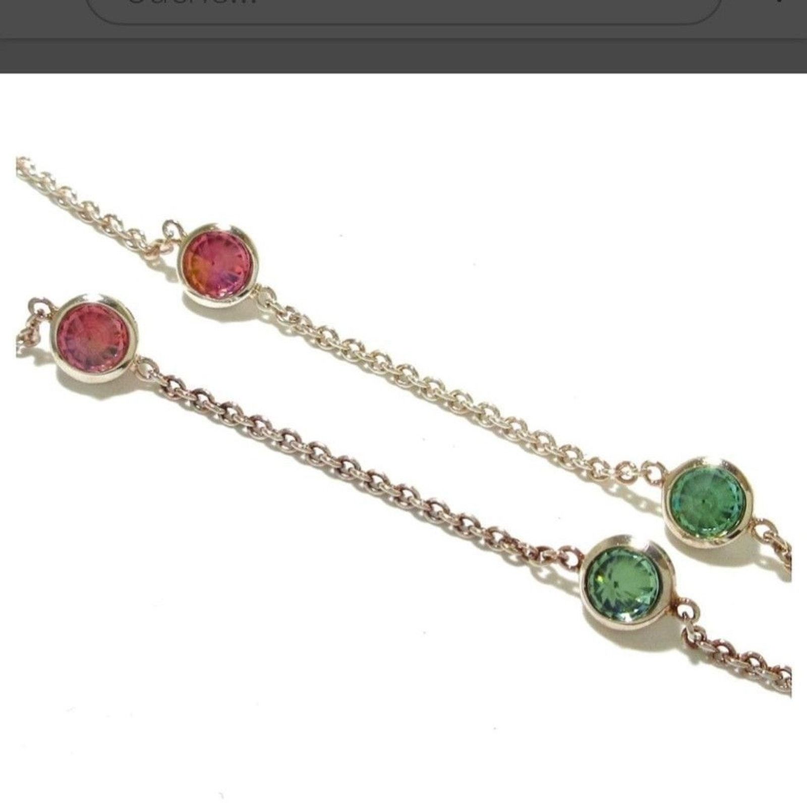 Gucci Gucci Sterling Silver Heart Necklace Pink Green Size ONE SIZE - 10 Thumbnail