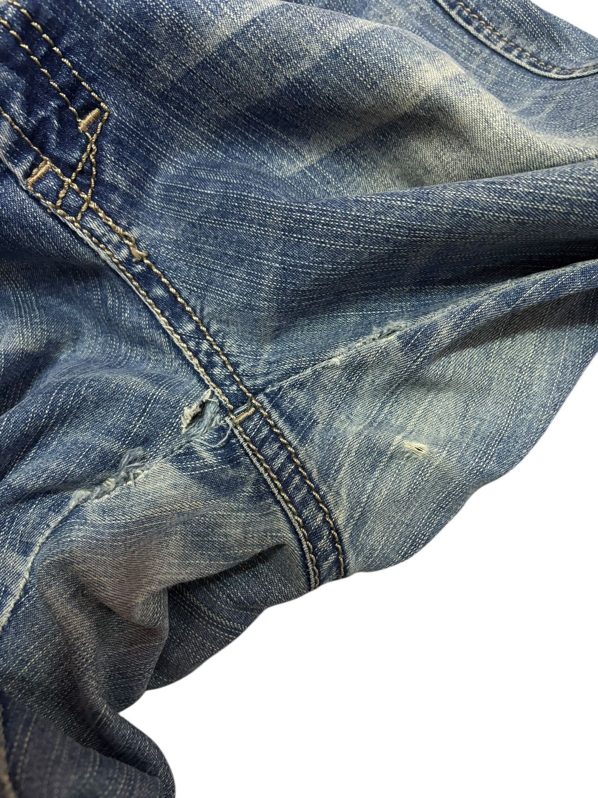 Japanese Brand Vtg Japanese Brand Flared Distressed Jeans Size 29" - 6 Thumbnail