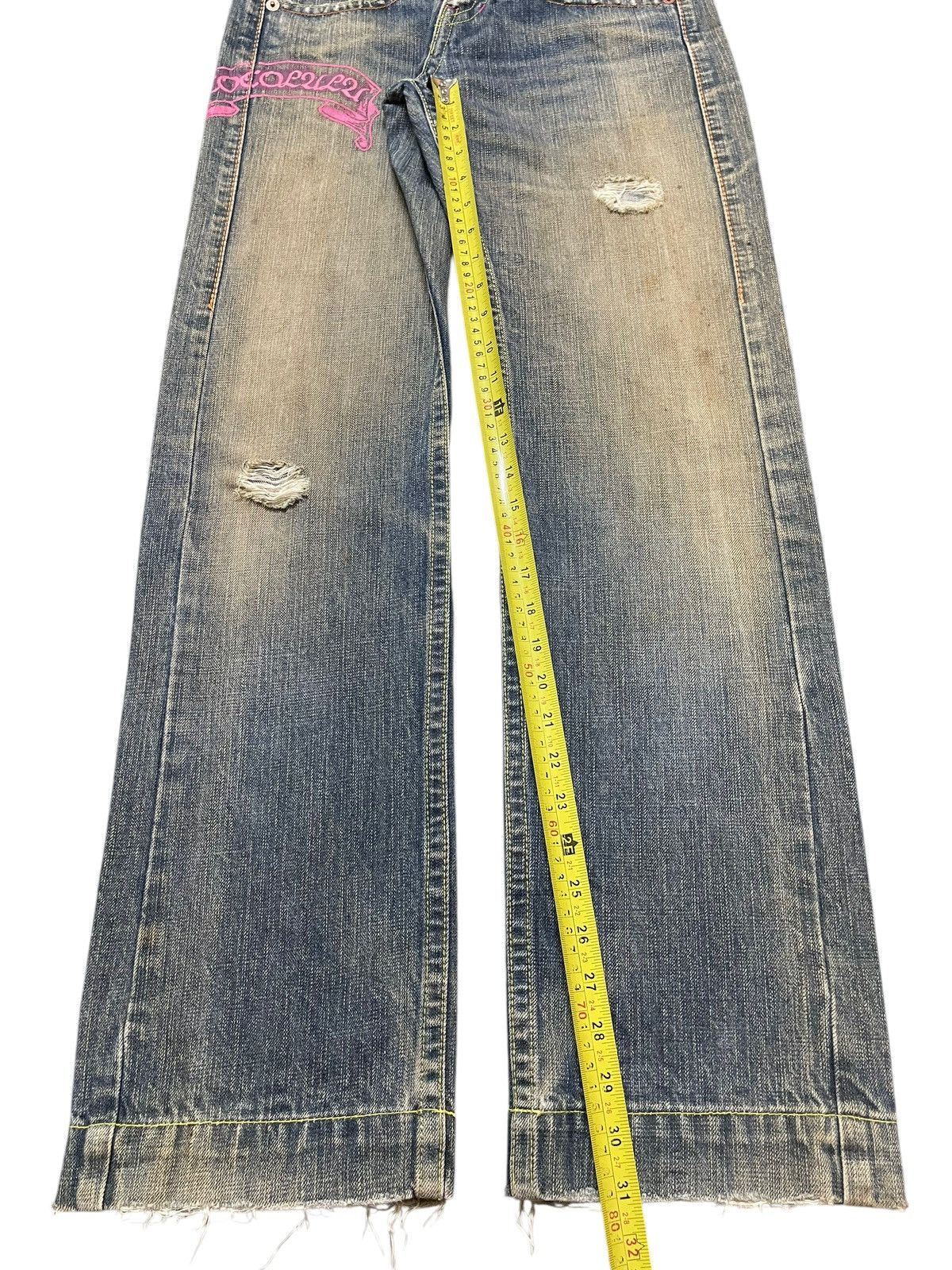 Hysteric Glamour Vintage Japanese Brand Mud Style Wash Distress Loose Jeans Size US 30 / EU 46 - 13 Thumbnail