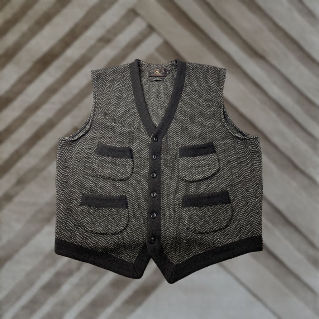 Ralph Lauren VINTAGE Ralph Lauren RRL Double RL Sweater Vest Mens XL Herringbone Wool Button Up Brown Wool Knit Pockets Size US XL / EU 56 / 4 - 1 Thumbnail