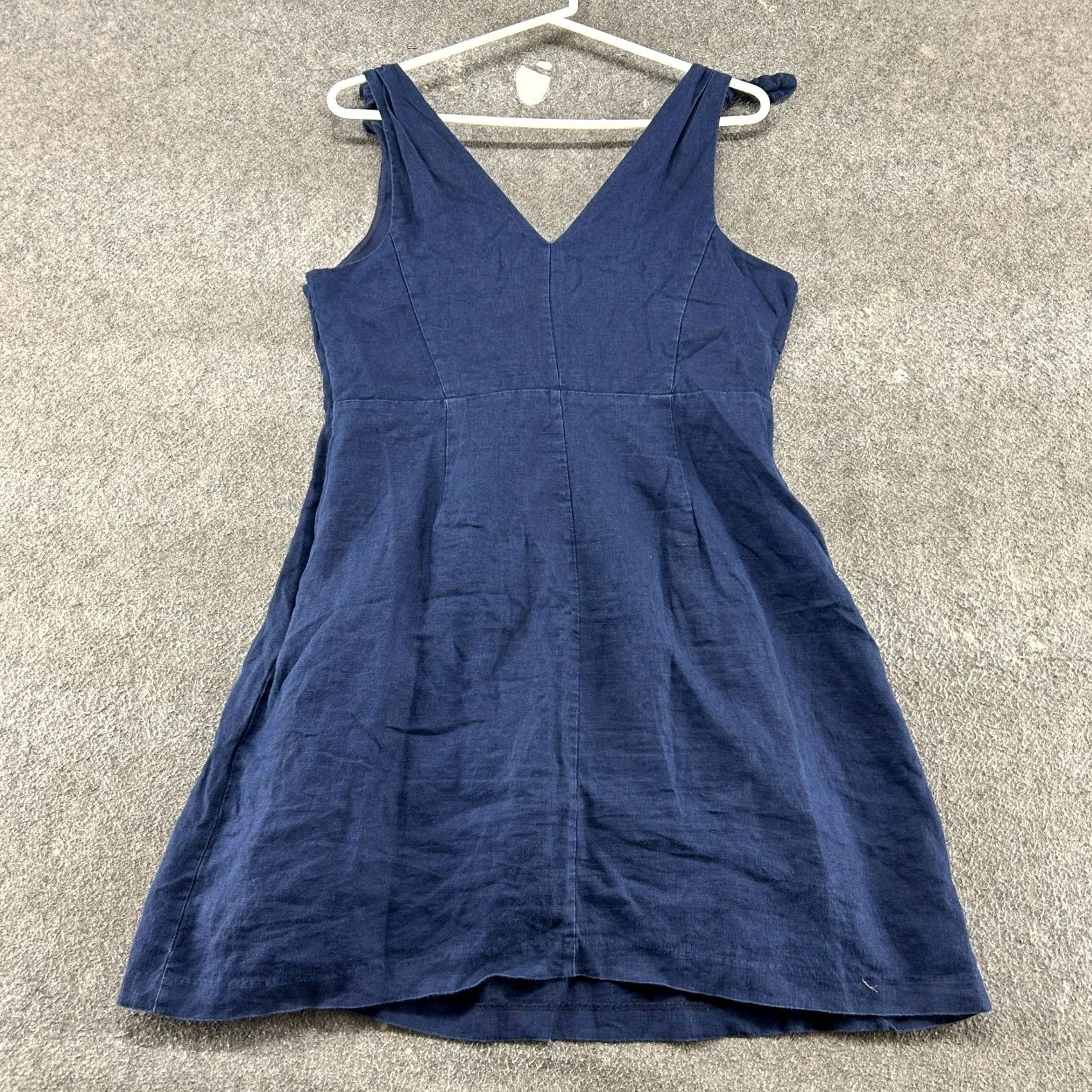 Gap Gap Dress Womens 12 Blue Navy Fit Flare Linen Sun Midi V Neck Sleeveless Casual Business Size XL / US 12-14 / IT 48-50 - 4 Thumbnail