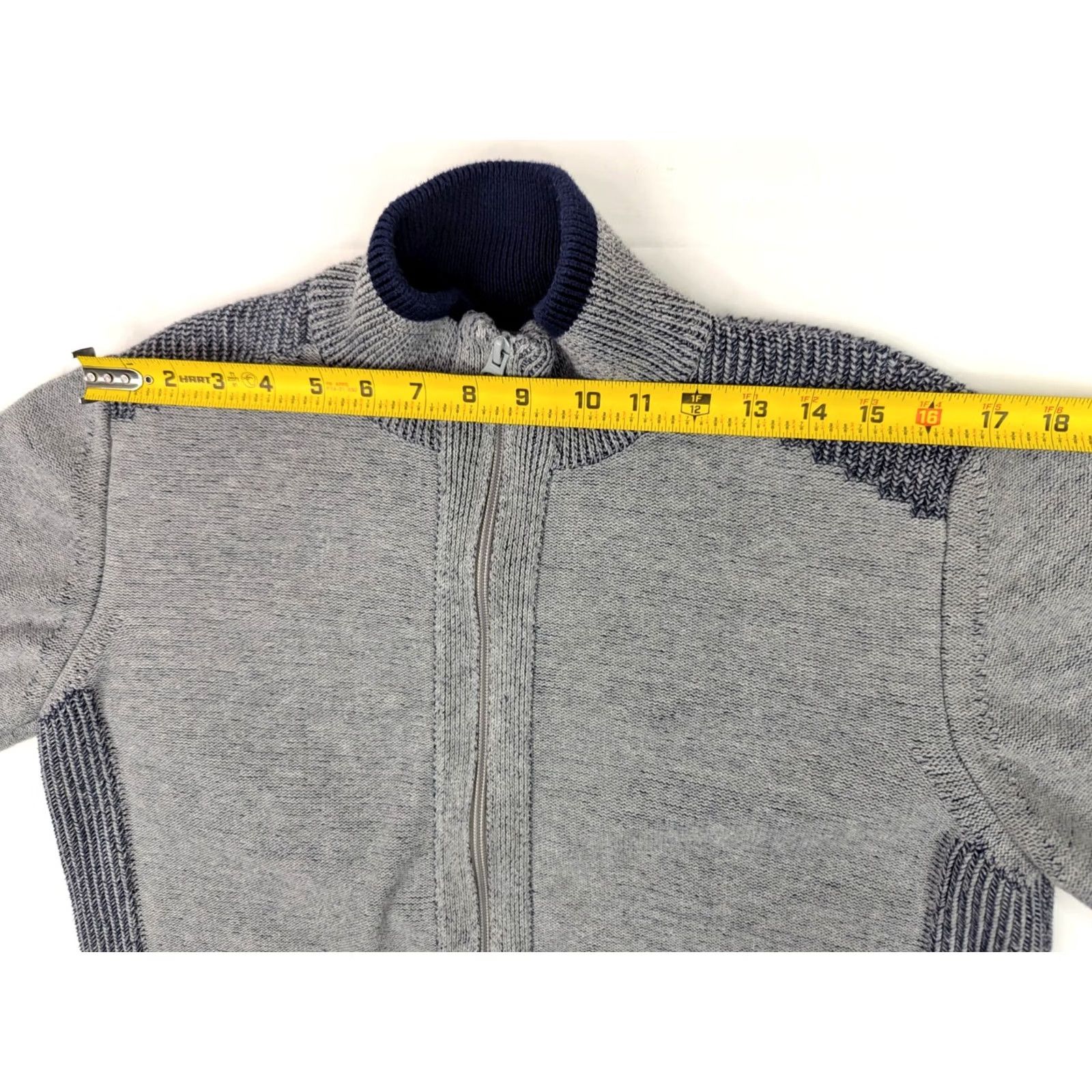 Carbon2Cobalt Carbon 2 Cobalt Full Zip Knit Sweater Cardigan Jacket Men M Gray Navy Blue Size US M / EU 48-50 / 2 - 6 Thumbnail