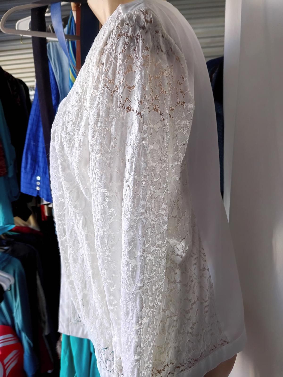 Alfani Elegant ALFANI White Lace Overlay Cardigan - Size L Size L / US 10 / IT 46 - 2 Thumbnail