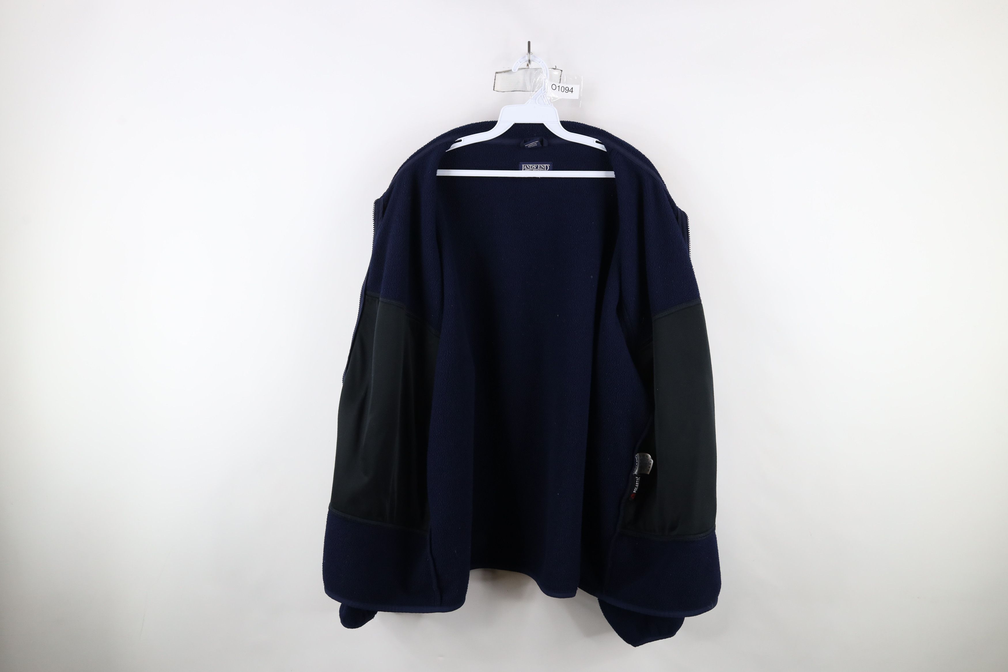 Lands' End × Vintage Vintage 90s Lands End Faded Full Zip Fleece Jacket Navy Blue Size US XXL / EU 58 / 5 - 8 Thumbnail