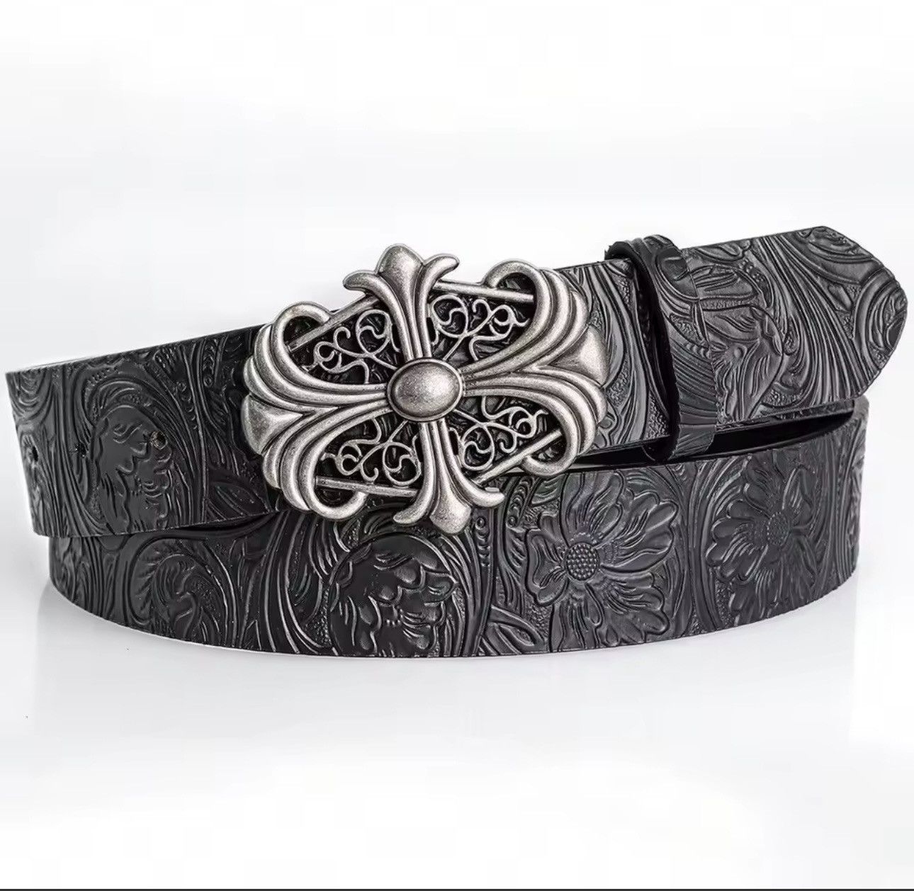 Other Retro Men's Belt Bohemian Style-Chic Black PU Leather Belt Size ONE SIZE - 2 Thumbnail