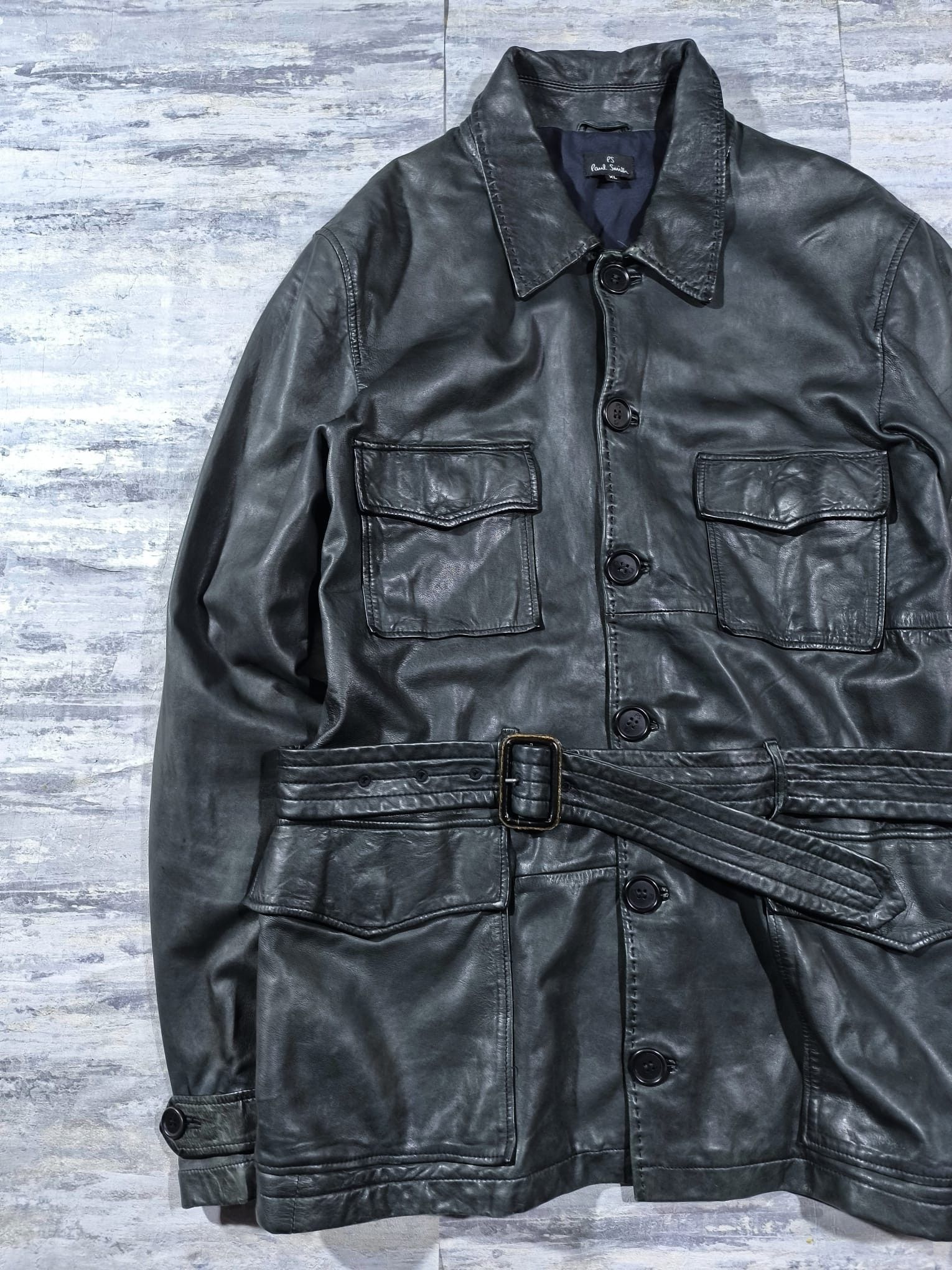Leather vtg real leather artisan stitched leather coat Size US XL / EU 56 / 4 - 6 Thumbnail